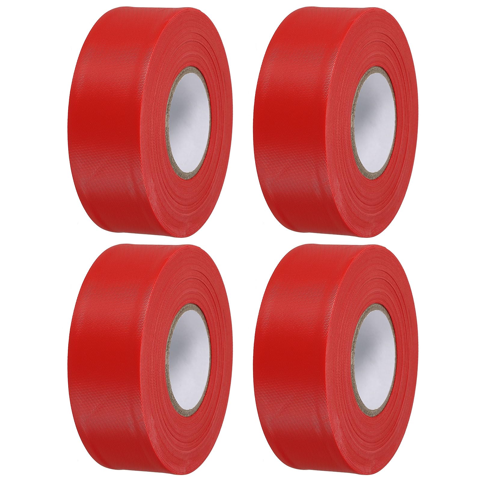 PATIKIL Nastro Segnaletico 3cm x 45m, PVC Non-adesivo Neon Marcatura Nastro Plastica per Albero Sondaggio Confini Esterni Sentiero 4pz, Rosso