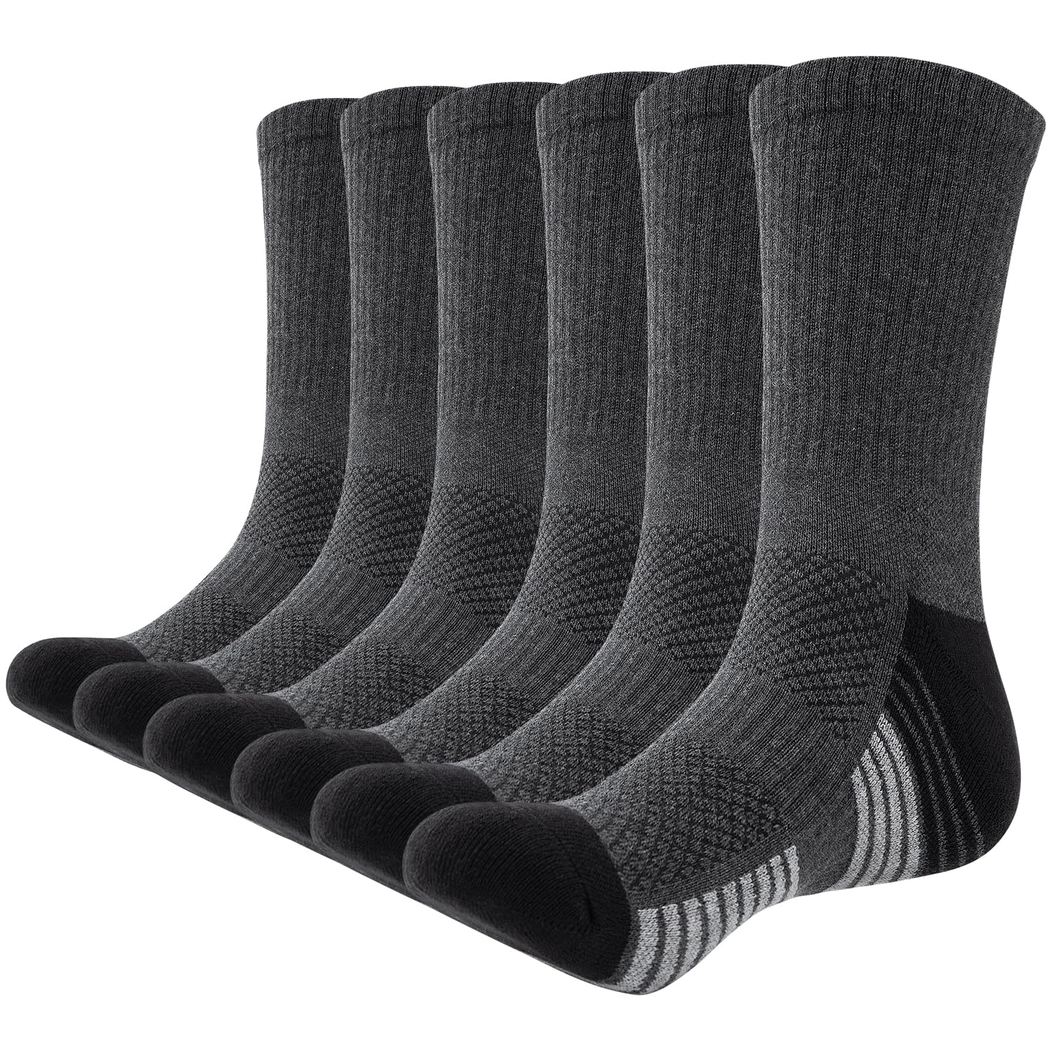 Benirap Mens Socks Breathable Wicking Work Socks Cushion Athletic Casual Crew Outdoor Sports Sock Multipack Performance Hiking Walking Running Trekking(6 Pairs)