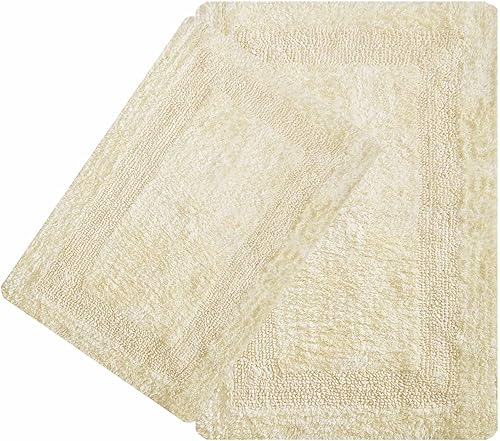 Miniatura 6 de Ramanta Home Juego de 2 alfombras de baño 100% algodón, suaves, absorbentes, reversibles, de lujo, para baño, cocina, ducha, entrada, lavables a