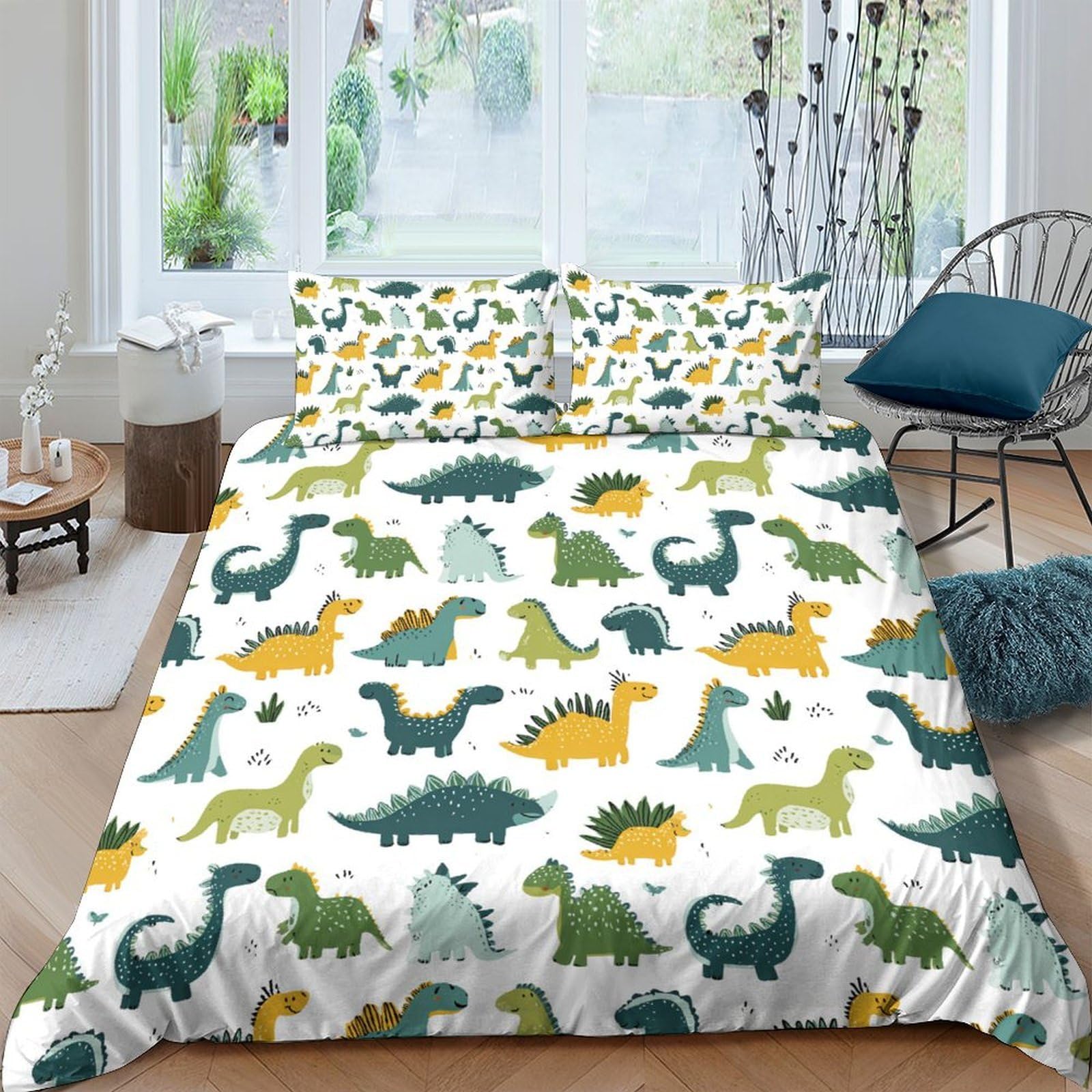 Ctjqhvkz Style-9 3D Printed Cartoon Dinosaur Fitted Sheet Microfiber Soft Breathable Jungle Animal Mattress Cover Bedroom Dorm Decor Single（135X200cm）