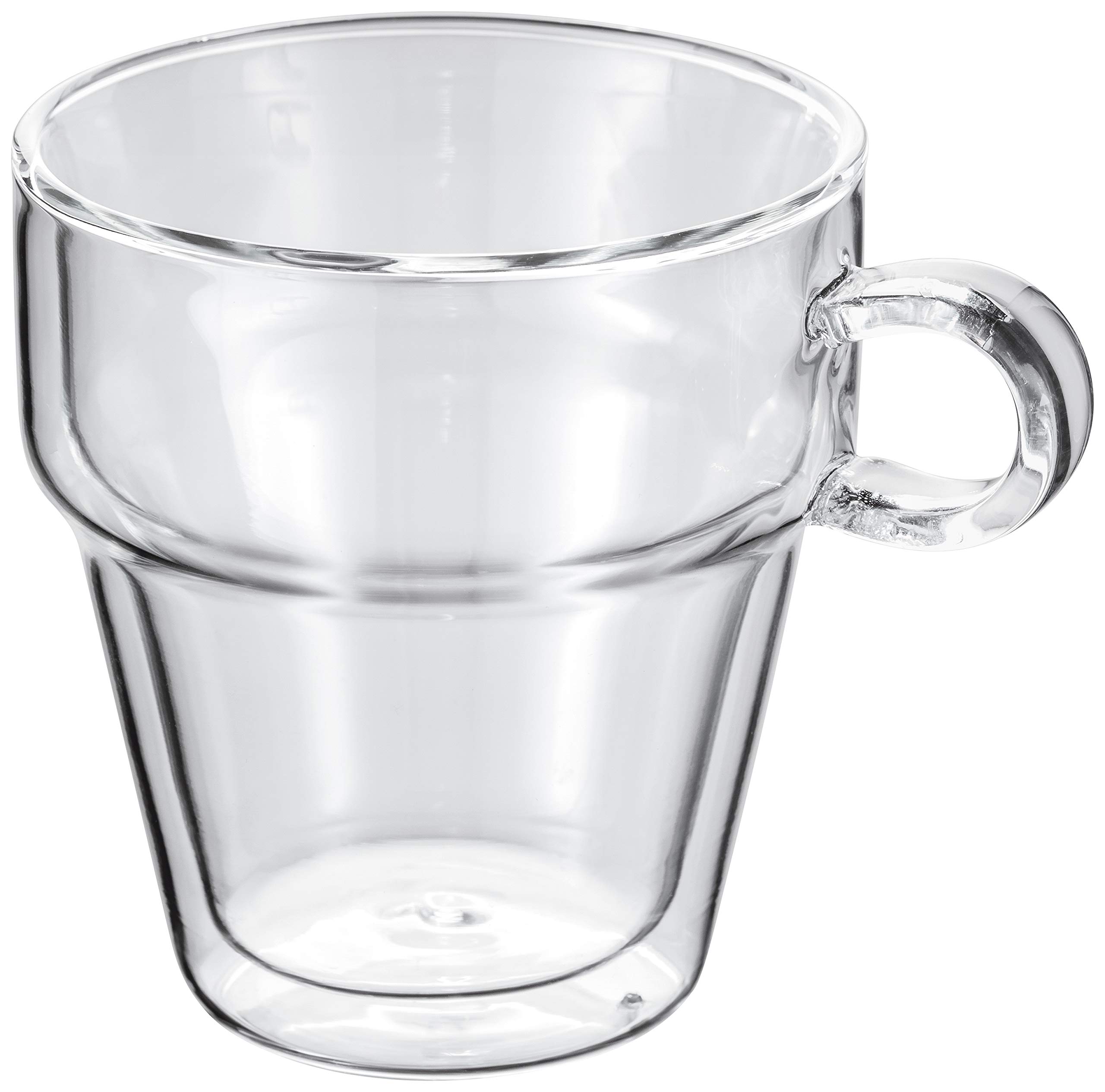 Judge Double Walled Glass Coffee Handled Mugs, Set of 2, 200ml - Vacuum Insulated, Handcrafted Artisan - Strong, Heat Resistant & Dishwasher Safe