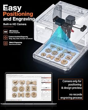 A1 Pro 10W Mini Laser Engraver with Camera, Portable Laser Engraver and Cutter Desktop Lazer Engraving Machine for Wood Leather Painted Metal Glass, Home DIY, Small Business, Class 1