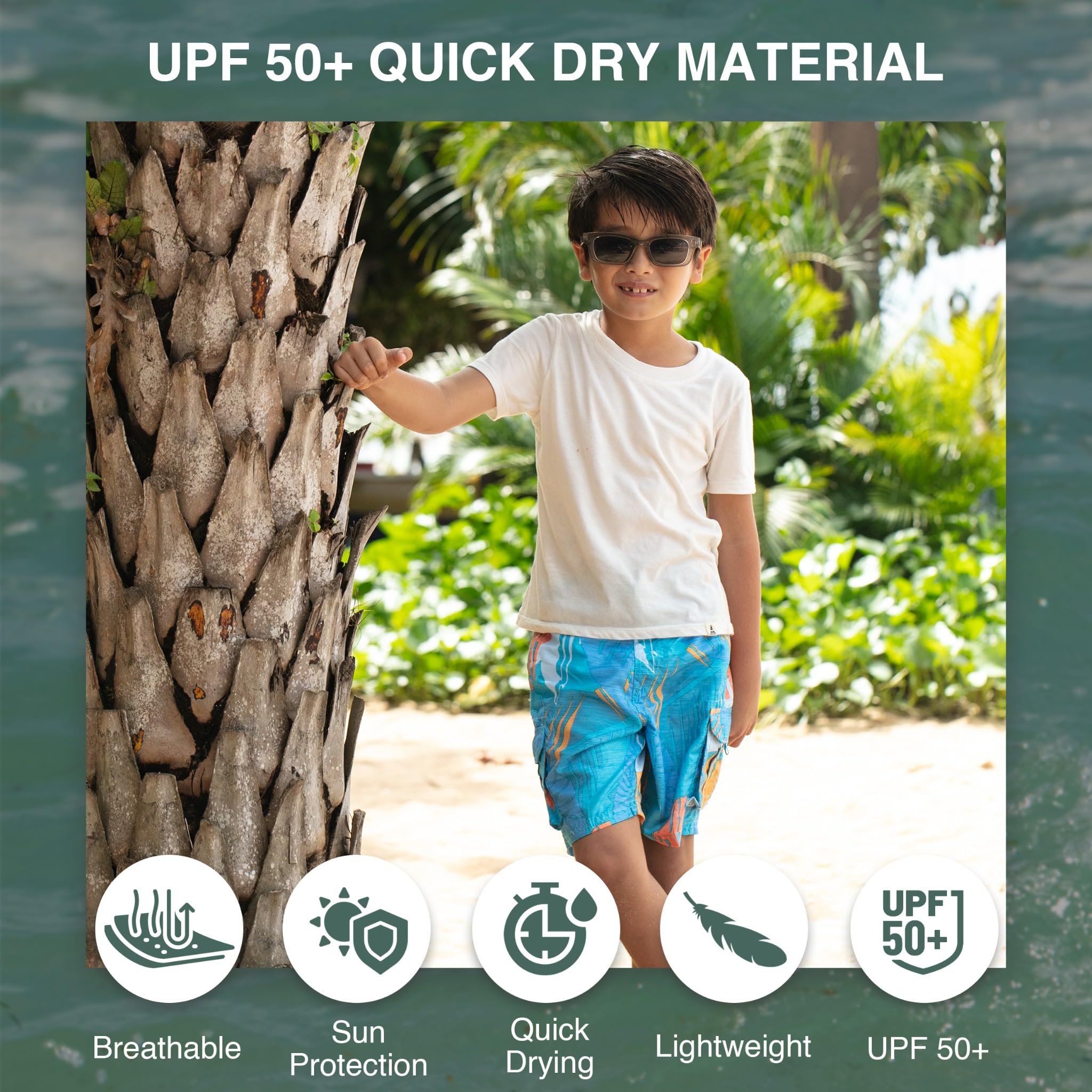 Kanu Surf Line Up Quick Dry UPF 50+ Beach Swim Trunk Costume a Pantaloncino Bambini e Ragazzi