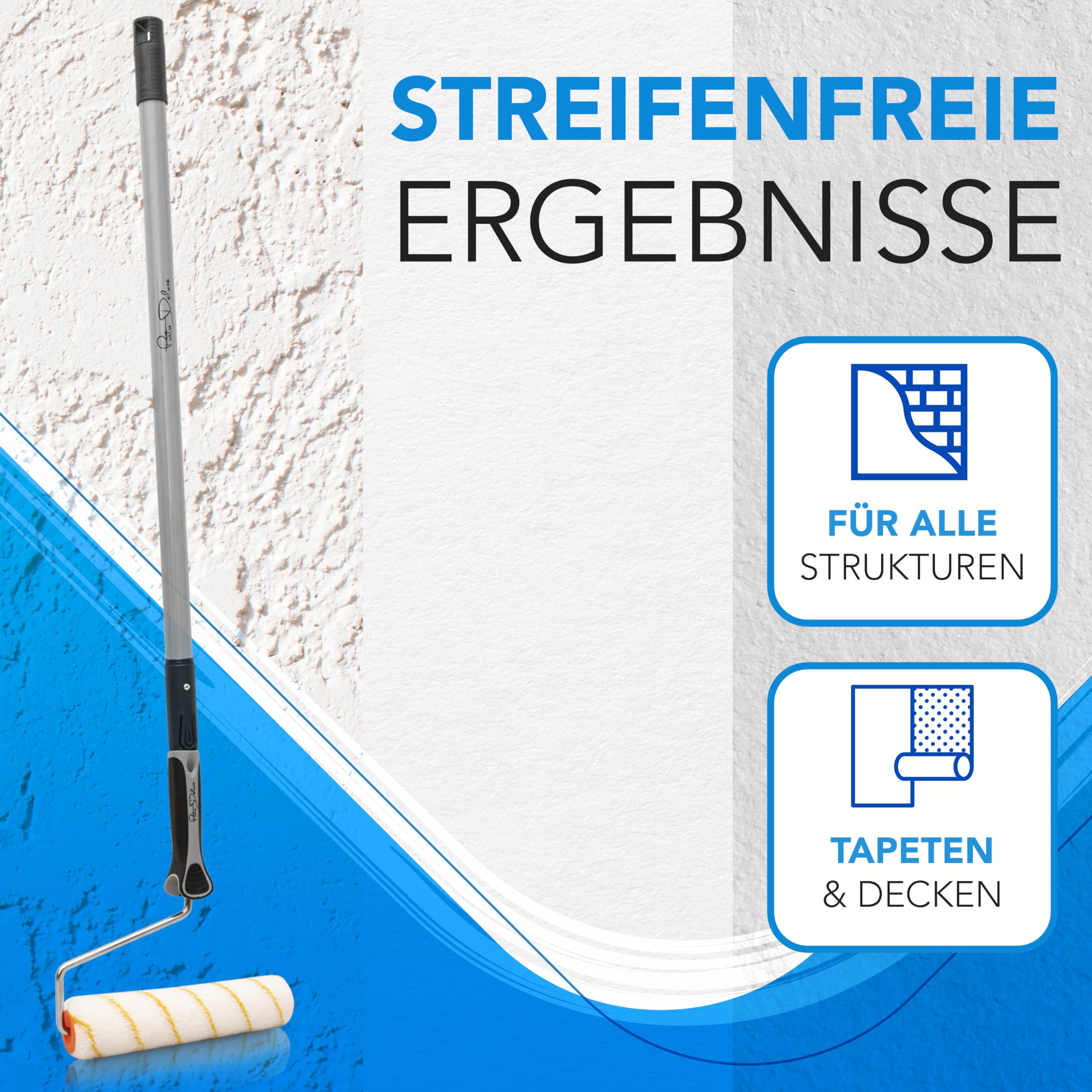 Wałek malarski/wałek malarski + drążek teleskopowy 75-125 cm + uchwyt Best Grip w zestawie e-book