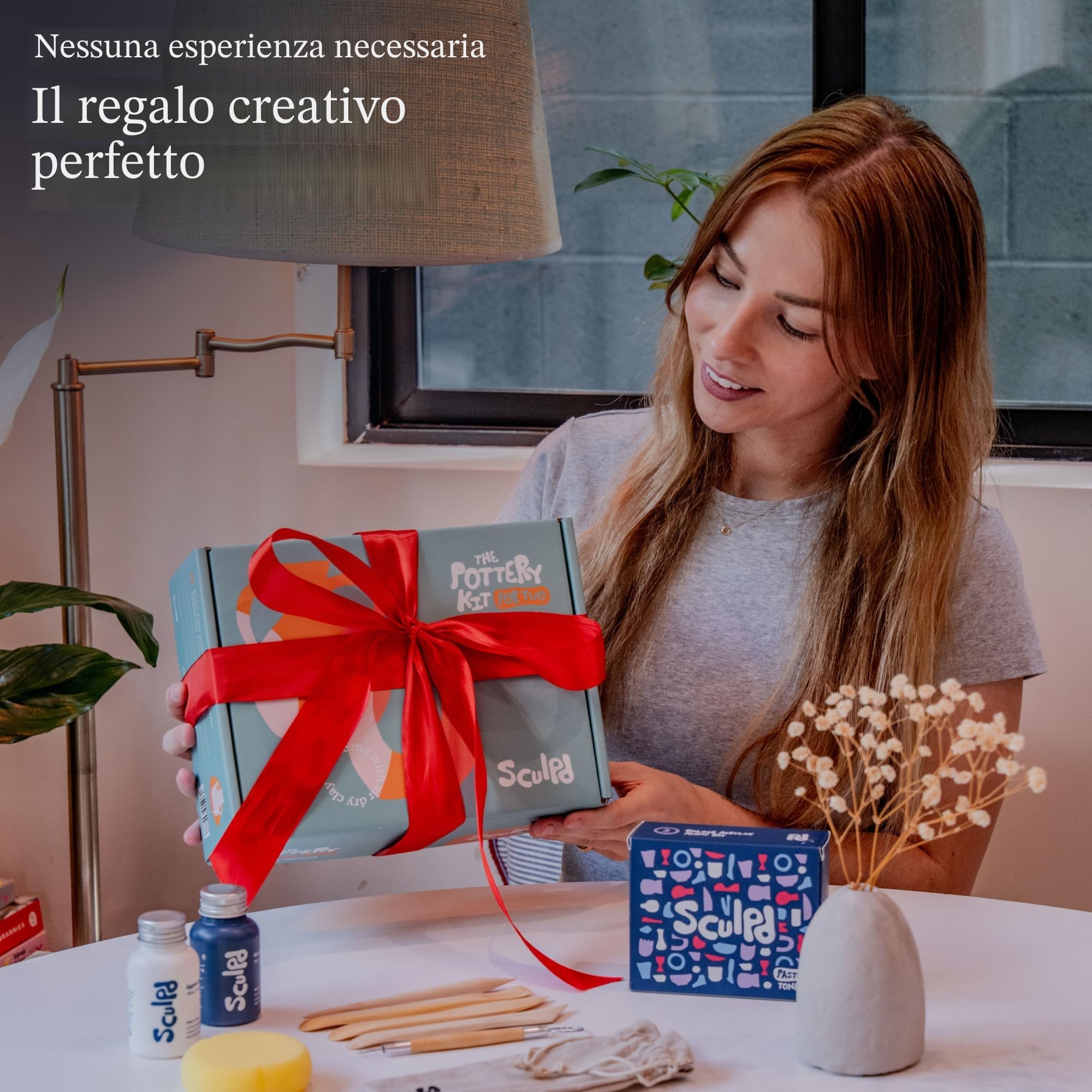 Sculpd - L'originale kit di ceramica per adulti - include argilla asciutta all'aria per adulti, strumenti per scolpire, vernice, pennelli, guide, set di arti e mestieri serali per coppie, vernice