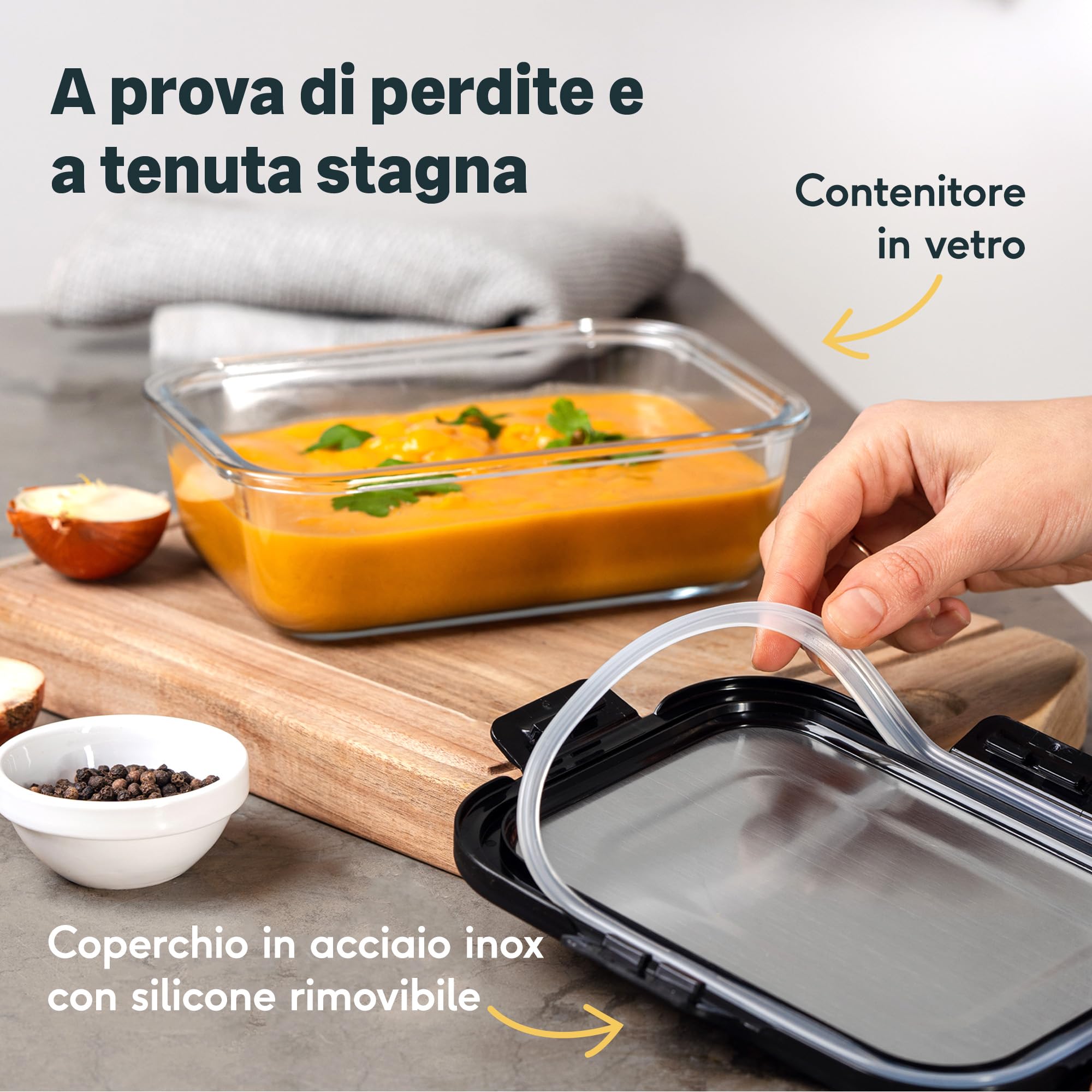 SILBERTHAL Set contenitori vetro ermetici - Porta pranzo per microonde