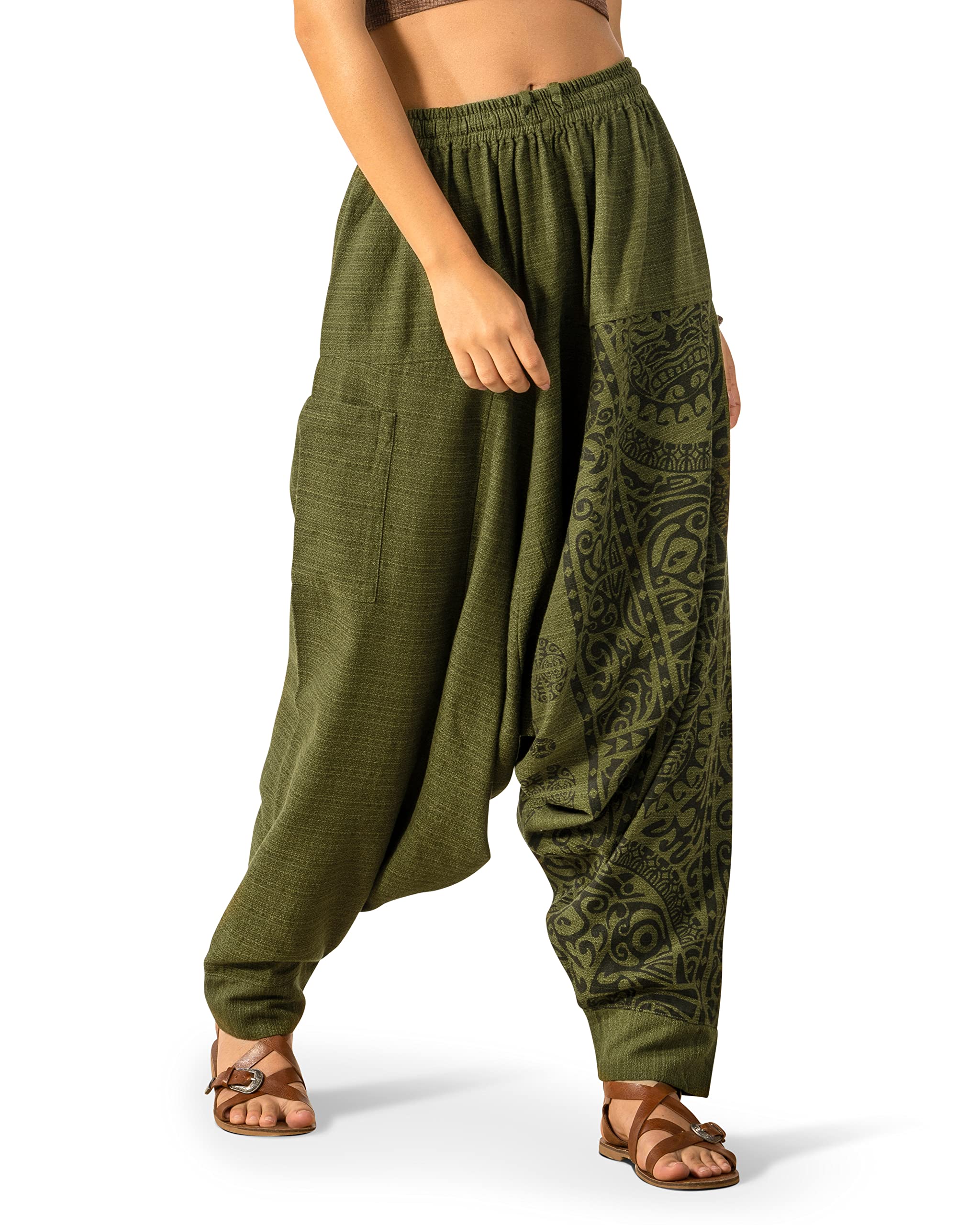 The Veshti Company Cotton Hippie Harem Pants for Women's Baggy Yoga Jogger Oversized Boho Aladdin Yoga Pajama Tribal Pant