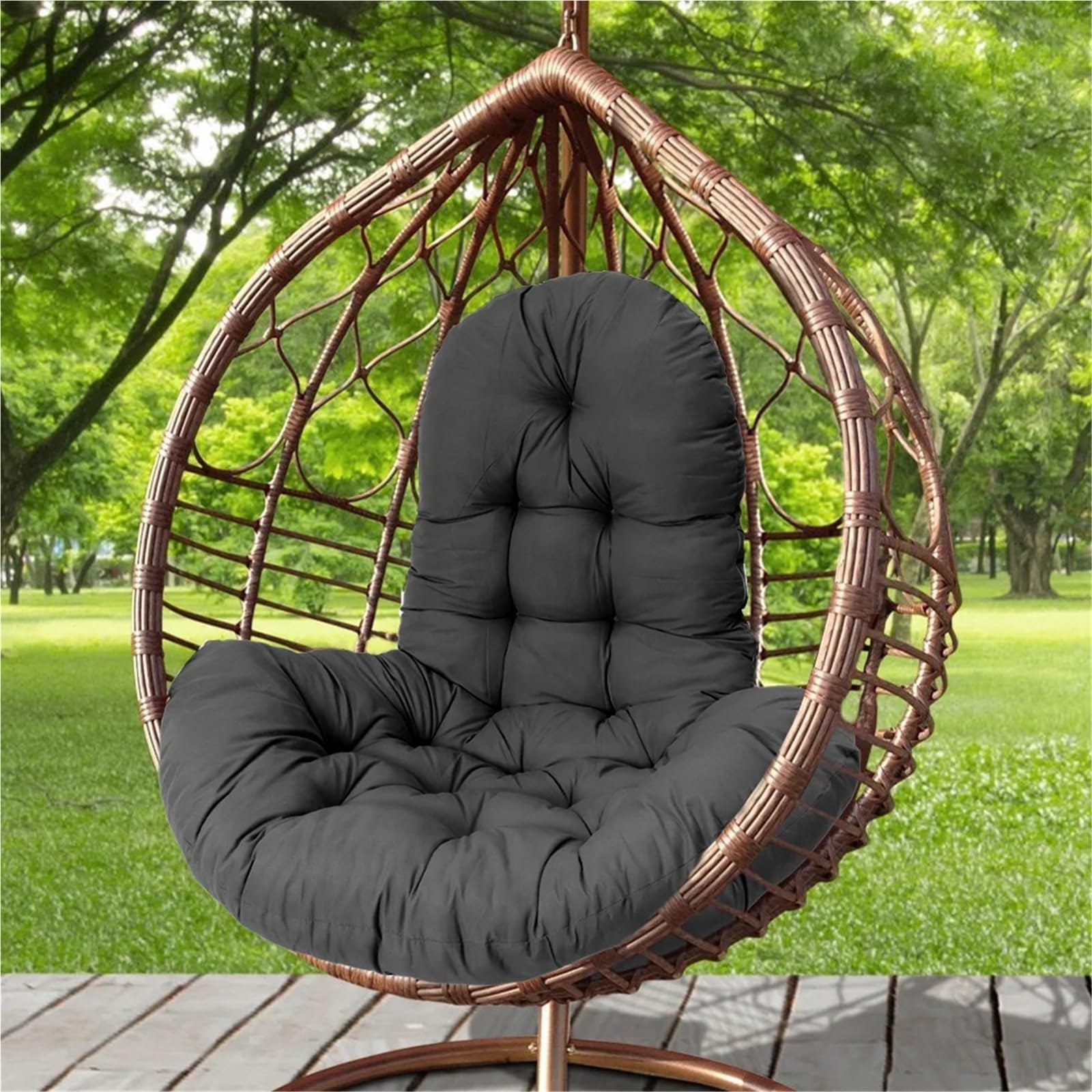 RRYPBOVG Hanging Chair Cushion Hanging Egg Chair Thick Cushion Swing Chair Pad, Black