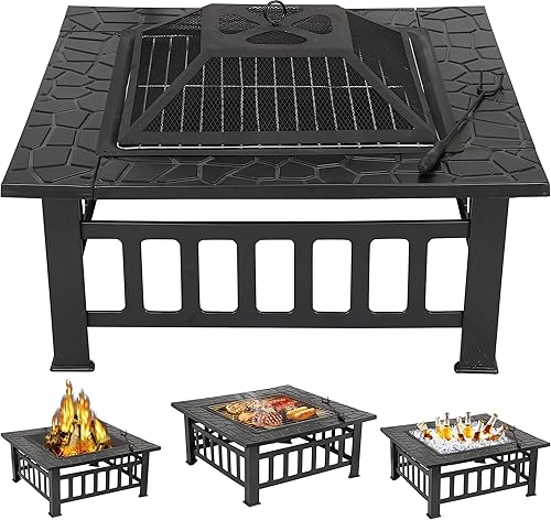 Zeny brasero de jardín para exterior, patio, brasero, hogar de madera y metal, para asador, cocina cubierta de jardín, #01