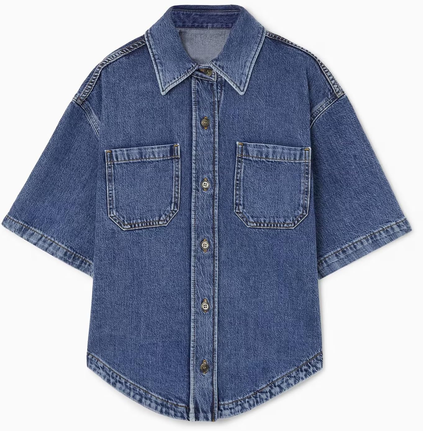 Kedera Women's Denim Shirt Casual Button Down Short Sleeve Jean Shirts Casual Top Outfits Trendy - Image 5