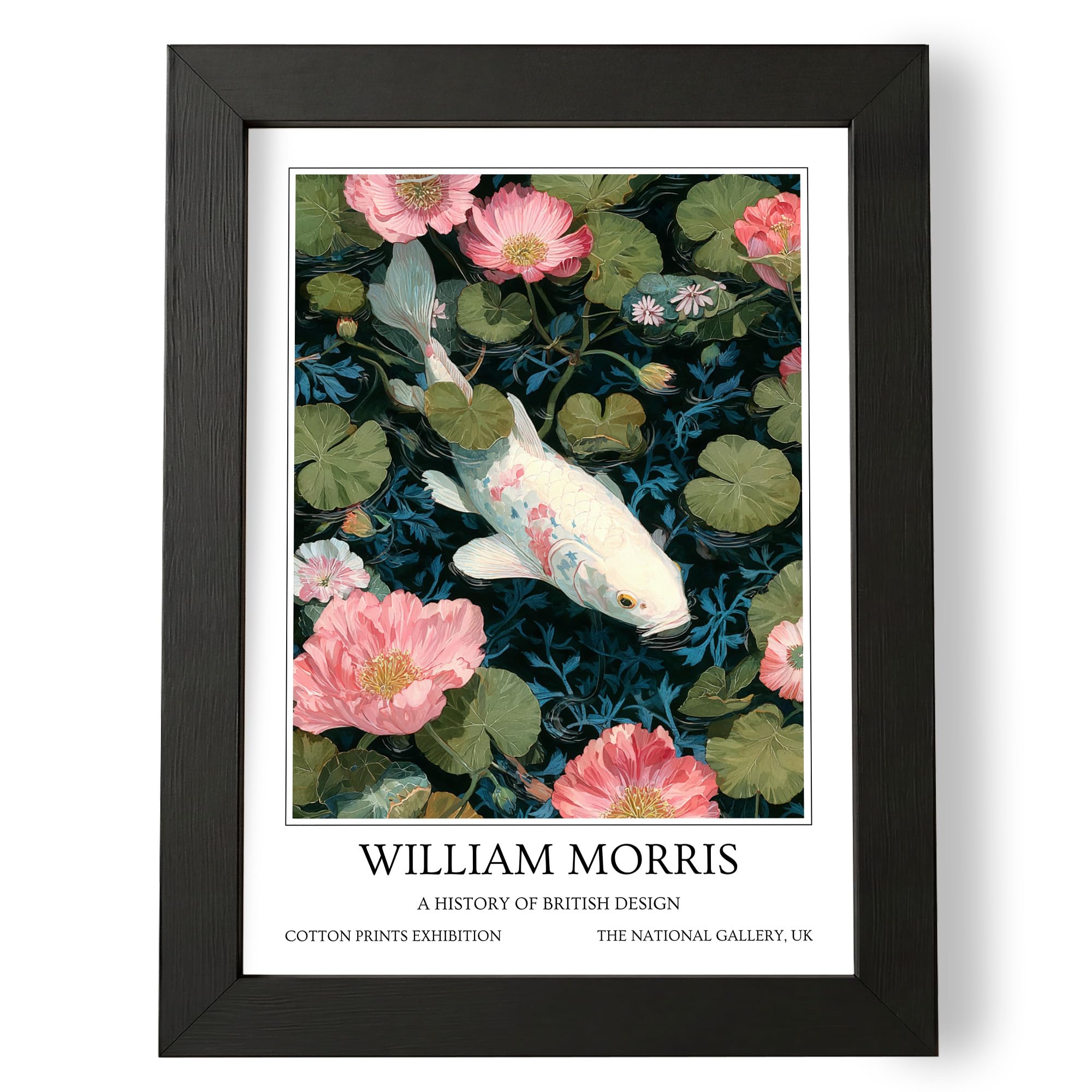 Fans Favourites William Morris - Vintage Art Noevua British Prints, Botanical Wall Art, A History of British Design Collection (White Koi Fish, A5, Unframed) — image 1