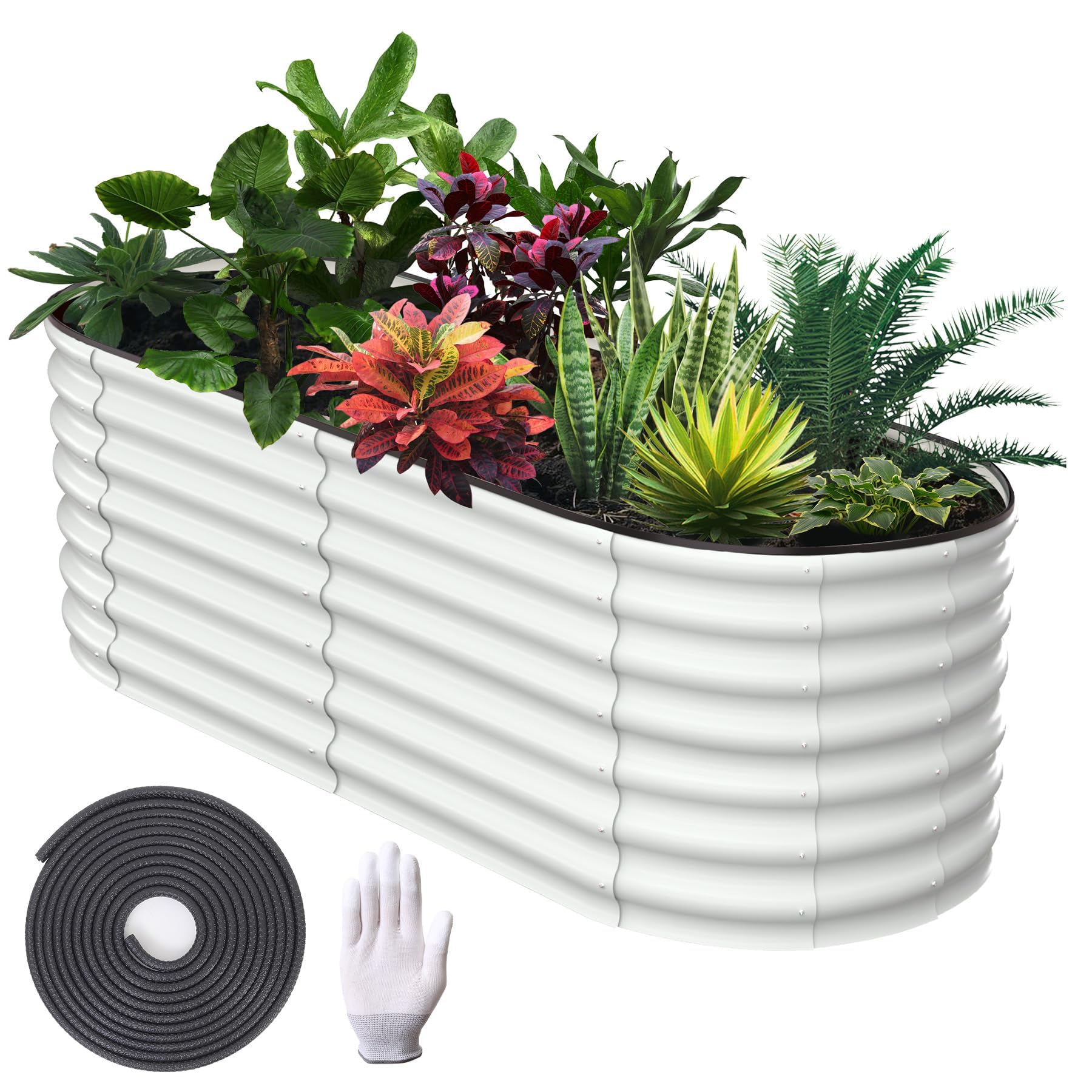 AffinityFurn Galvanized Raised Garden Bed, 183 x 91 x 61cm Outdoor Raised Planters, Planter Garden Boxes Outdoor, Bottomless Galvanised Steel Planter Box for Plants Flowers Herbs Vegetables