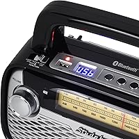 Vista 3 de Studebaker SB2006 Altavoz Bluetooth con radio portátil AM/FM Transmisión Bluetooth, batería recargable y alta potencia (negro)