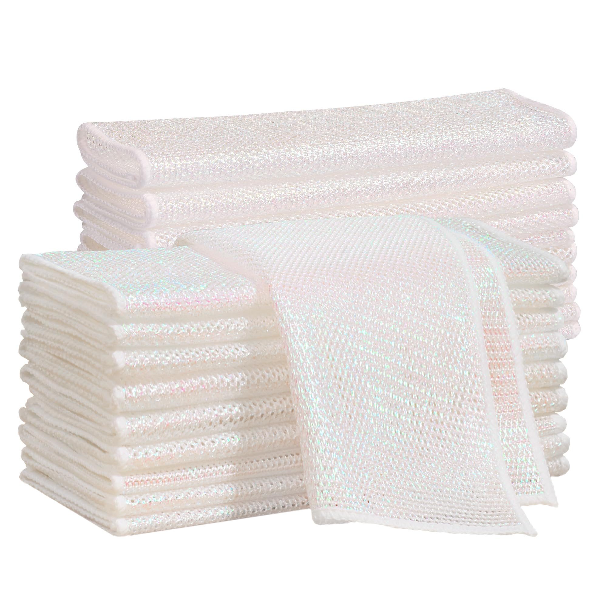 JOYMOOP Multipurpose Wire Rainbow Laser Dish Cloths, 11.8" x 11.8", 20-PK