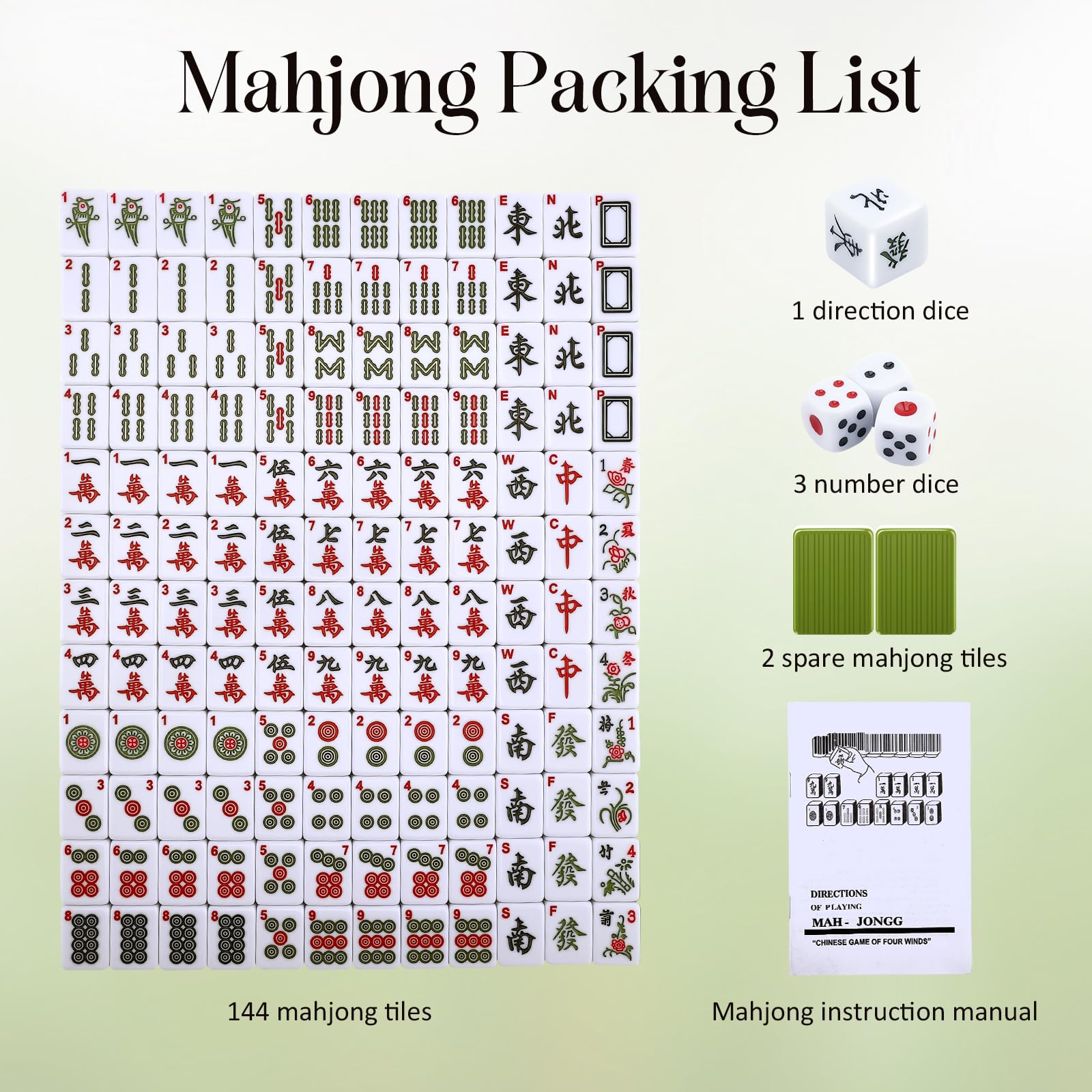 Verbessert Mahjong Steine Set, Tragbar 30mm Mahjong Set with 146 Tiles & 2 Würfel, Verbesserte Verpackung Schäden Verhindern Große Traditionelles Chinesisches für Familie, Freunde,Reisen und Geschenk