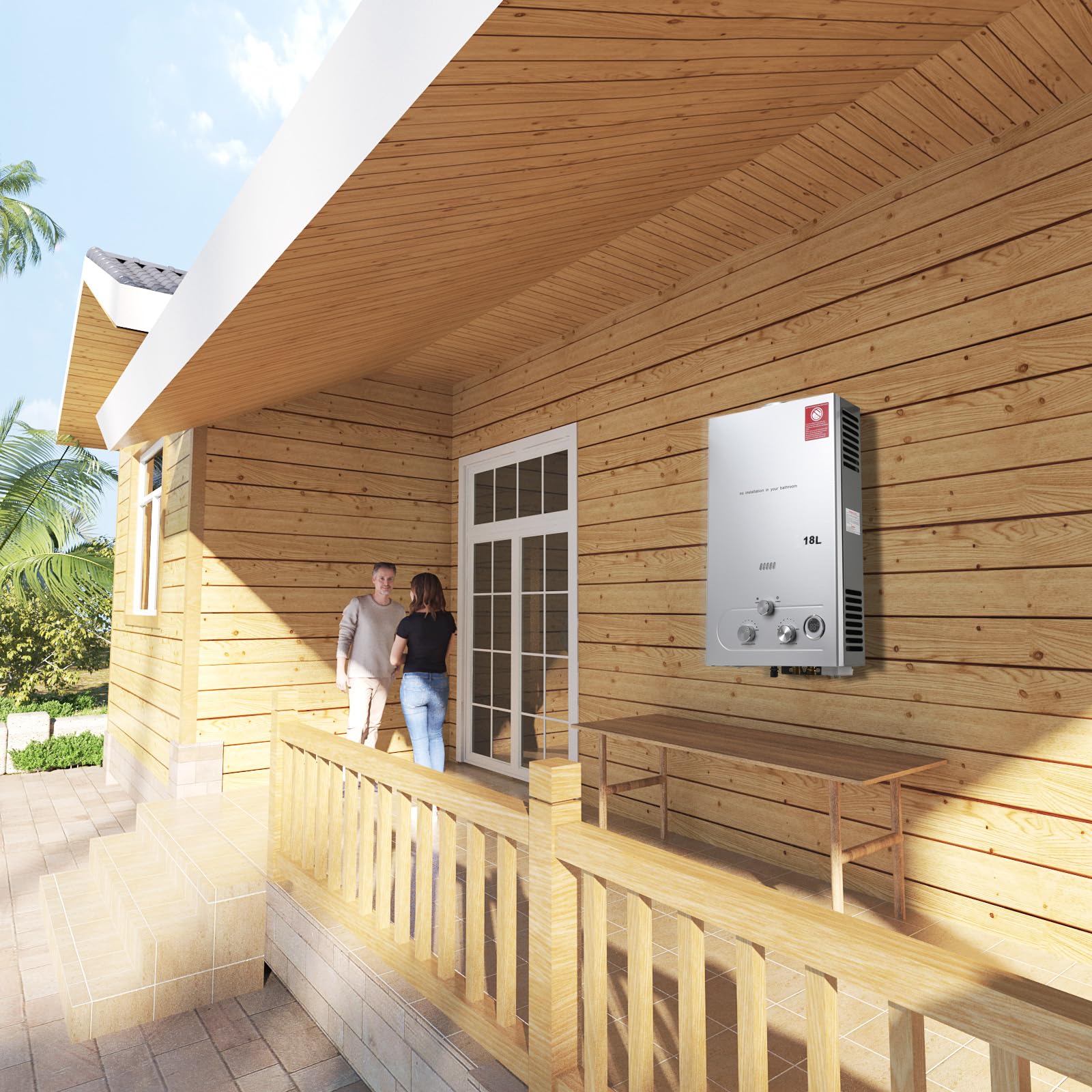 36KW 18L Tragbare Gasdurchlauferhitzer Propangas Campingdusche für Außenbereich Warmwasser mit CE-Zertifizierung