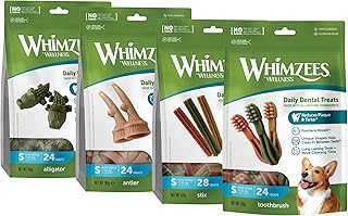 WHIMZEES by Wellness Probierpaket, Kaustangen für kleine Hunde, Hundesnack zur Zahnpflege, Größe S, 100 Stück, ohne Zuckerzusatz, getreidefrei, natürlich, fettarm product image