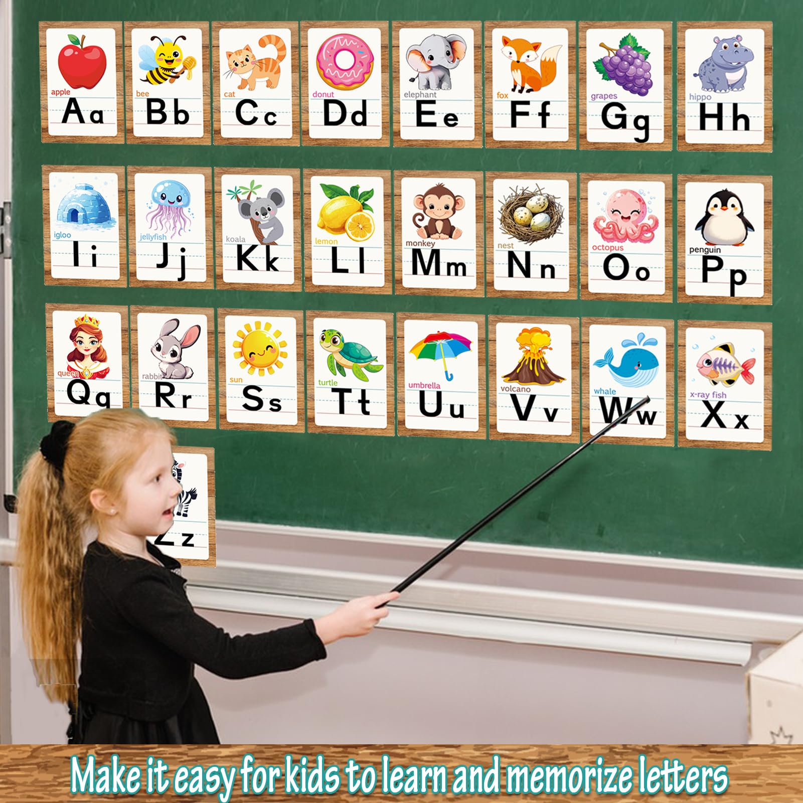 Letras del alfabeto para pared, póster del alfabeto ABC para aula, pared, alfabeto, tabla de pared, jardín de infantes, primaria, decoración de pared, suministros de escuela en casa (marrón)