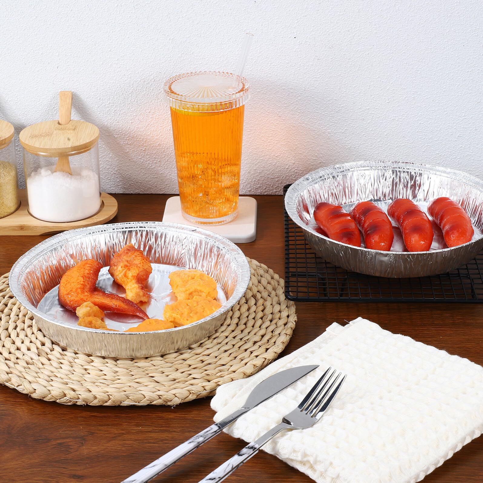 BESPORTBLE Plateaux Ronds en Aluminium Jetables Lot de 100 Moules à Pâtisserie en Aluminium, Légers et Pratiques pour Friteuse à Air pour Anniversaires et Fêtes