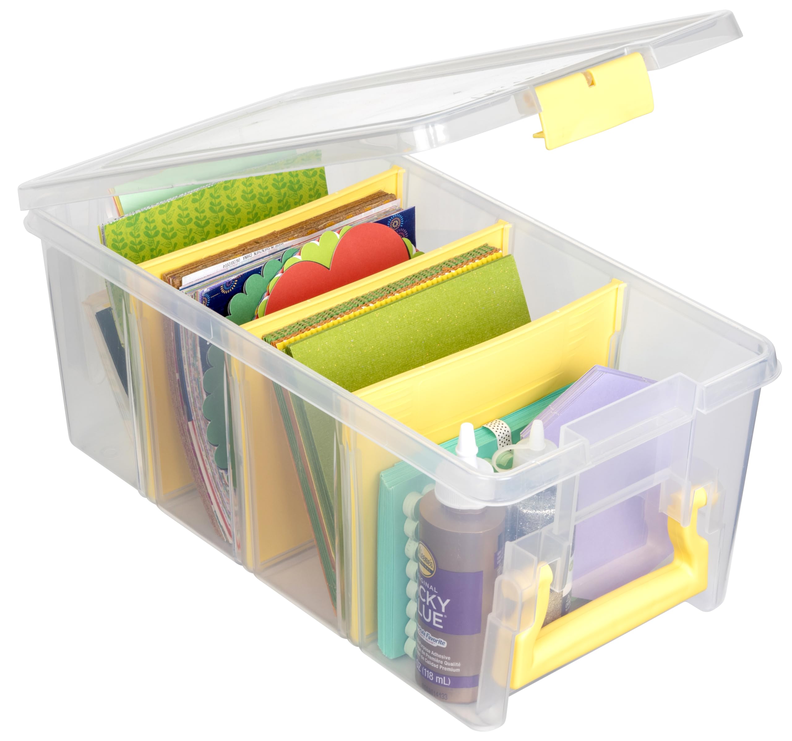 ArtBin Semi Satchel Craft Organizer with 3 Dividers, Yellow Accents