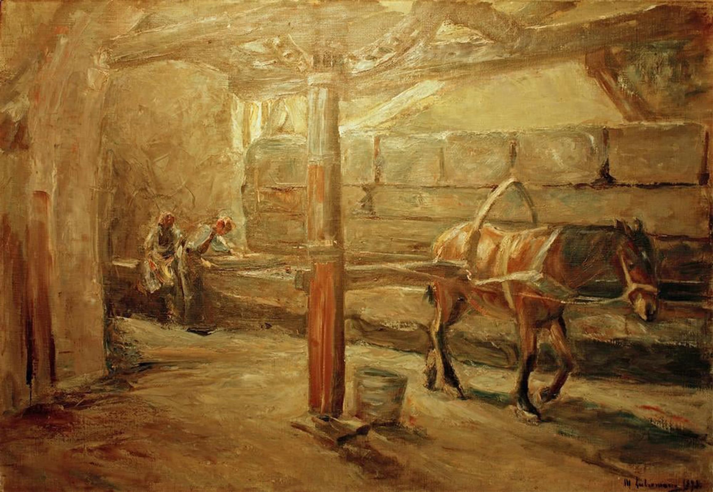 SERENDIPITP Vintage Picture Print on Canvas Wall Art Poster Tuchwalke in Florenz by Max Liebermann Artwork Print Poster for Wall Decor 60x90cm
