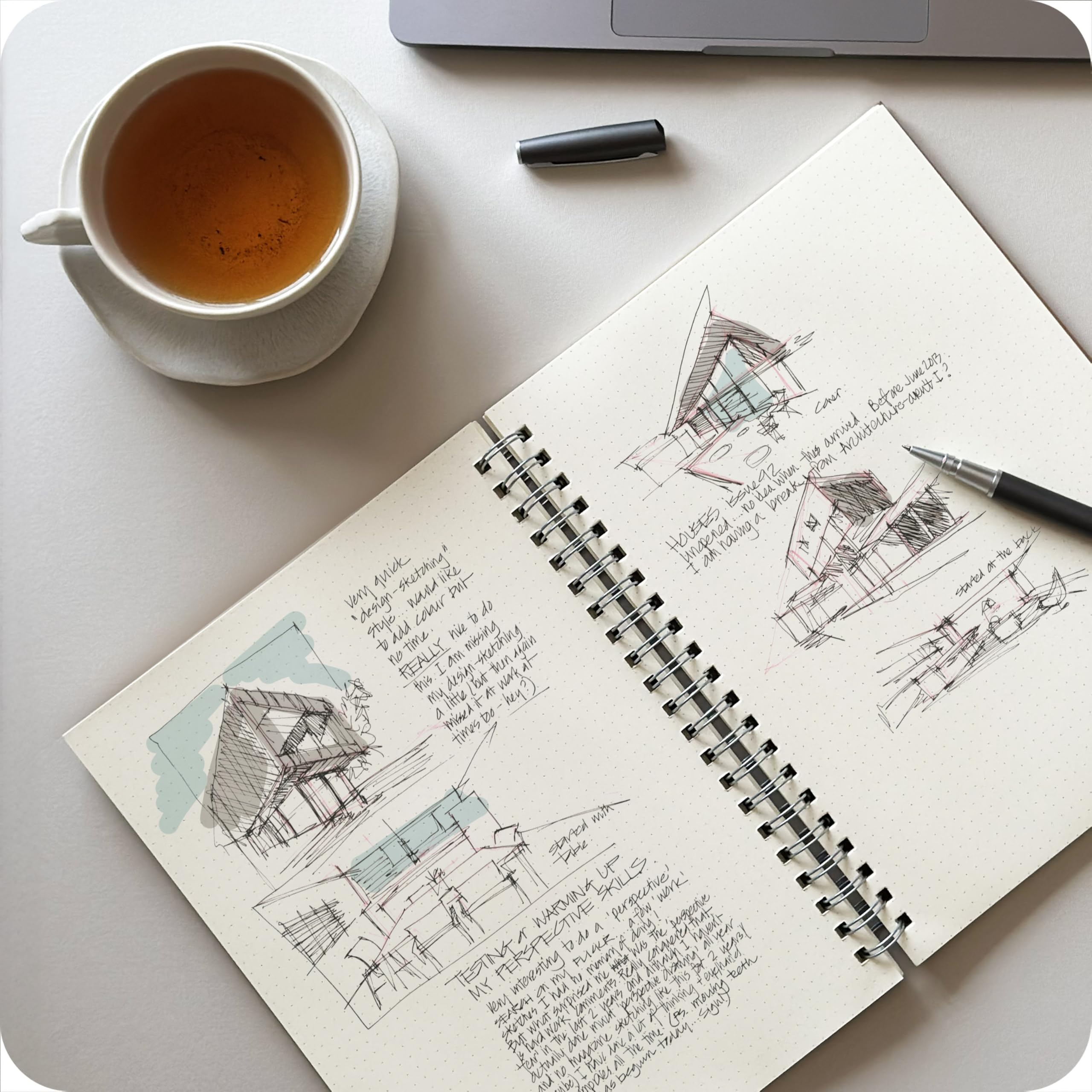 le vent Notizbücher mit Punktraster, A4, gepunktet, 21,6 x 27,9 cm, gepunktet, 200 Seiten aus hochwertigem, 100 g/m² dickem, tintenfestem Papier, großes Bullet Journal zum Schreiben, Skizzieren und