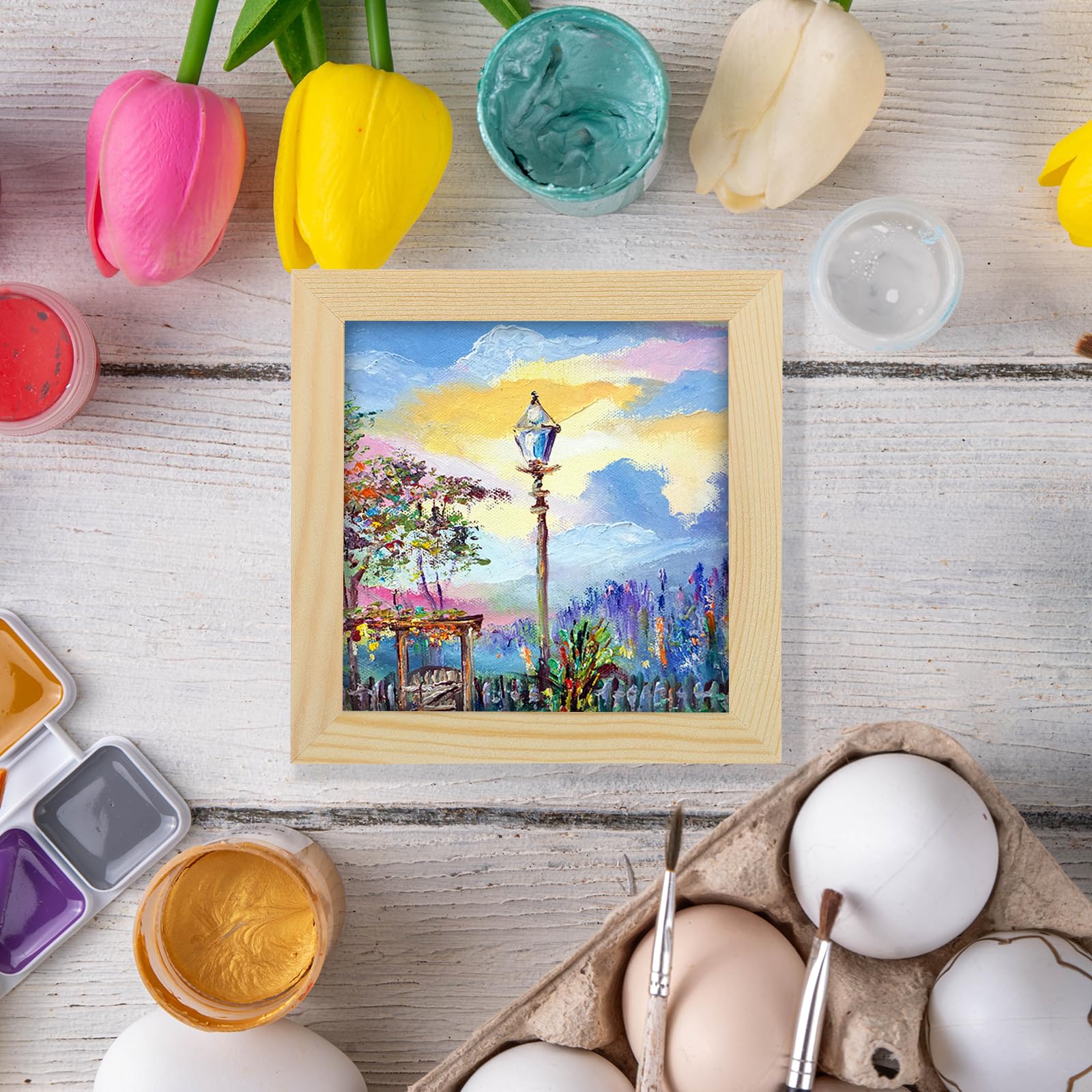 QUARKZMAN 6 Pack Holz Leinwand Bretter 8x20 Zoll Kunst Leinwände Quadratisch Unbehandeltes Holzpanel Für Malerei Basteln DIY Projekte Pouring Art