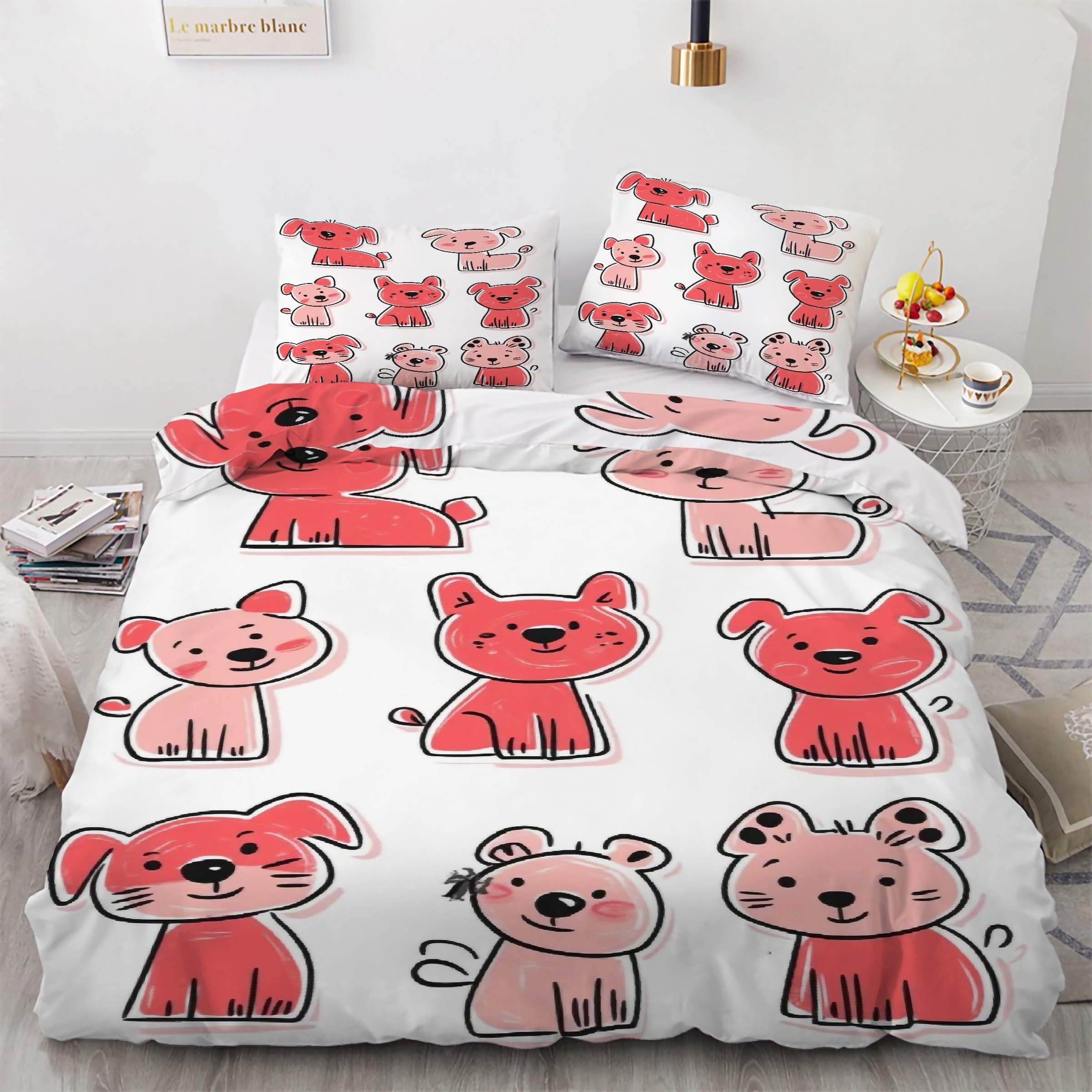 Housse de couette 200x200 chiot anti-glissement avec zip solide pour literie facile à border