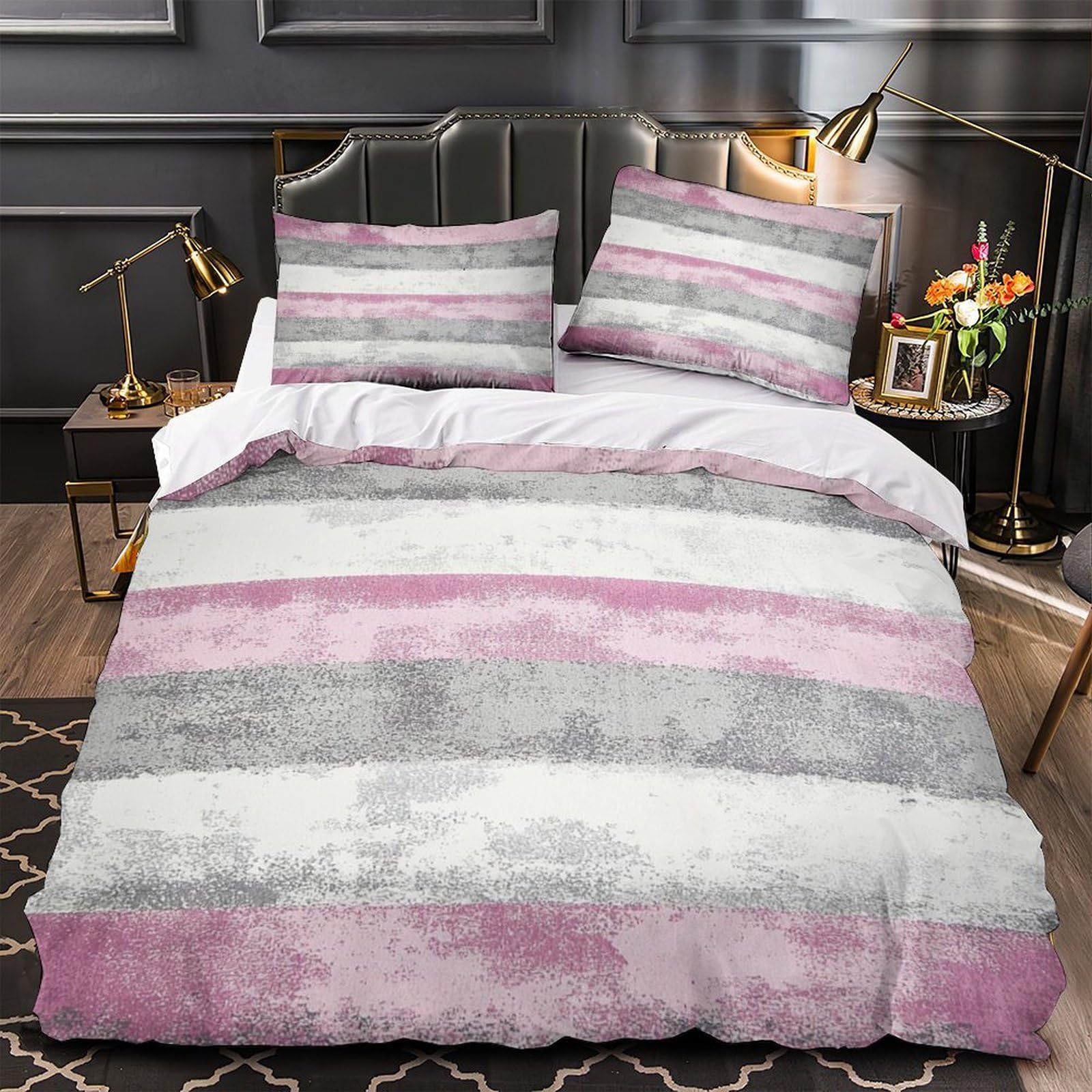 Housse de couette rose hypoallergique et respirante pour enfant