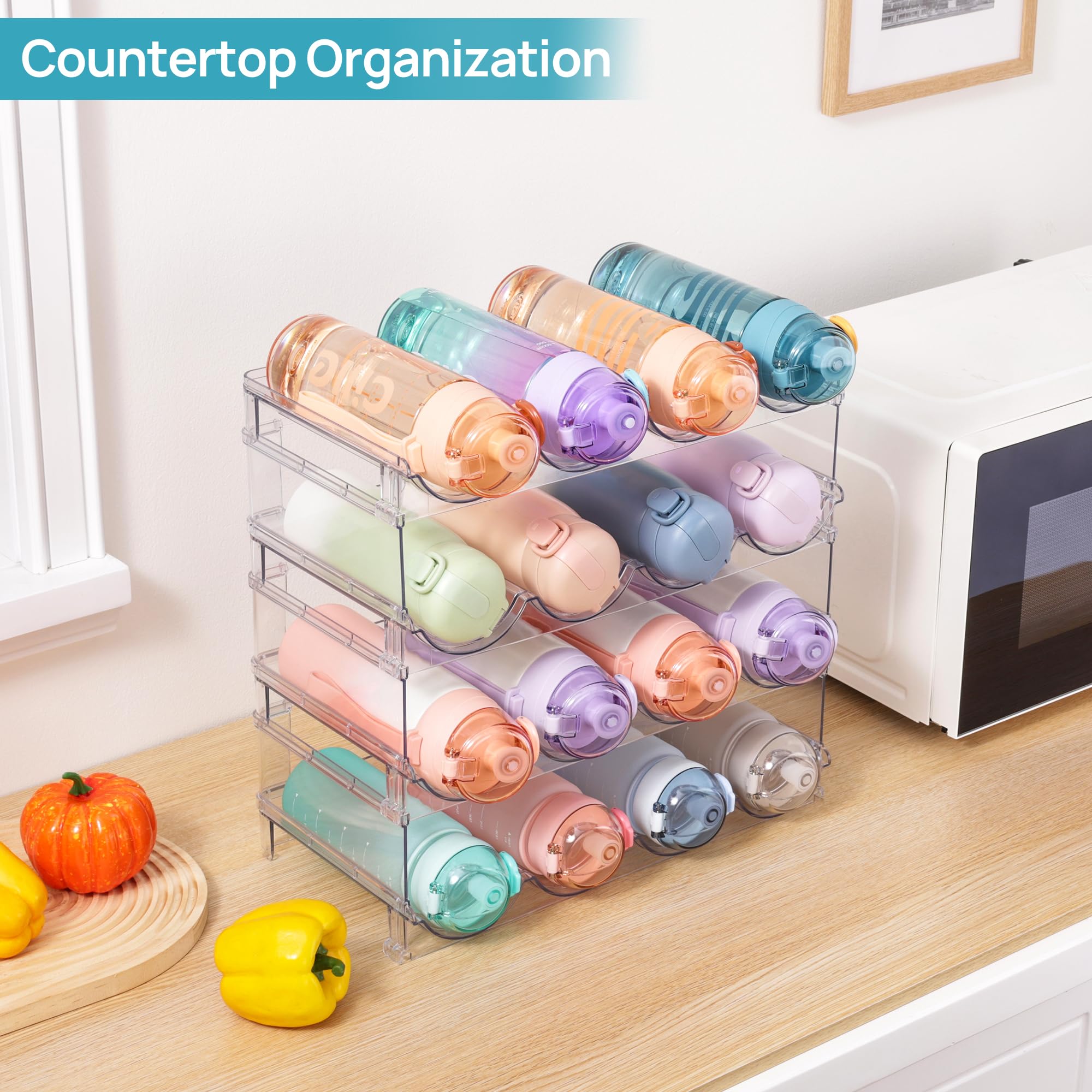 Snapklik.com : Stackable Water Bottle Organizer Holder, 3 Pack Clear ...