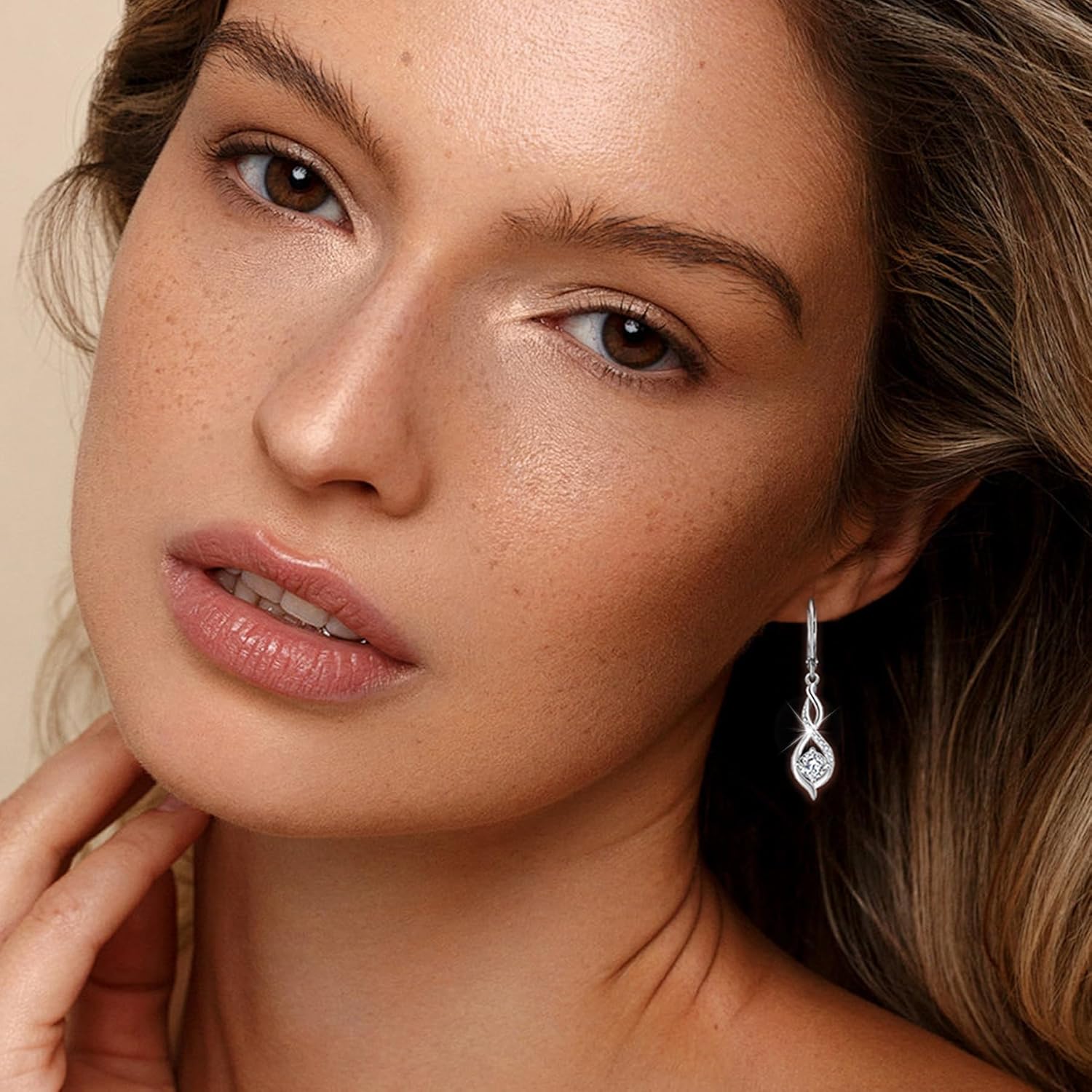 Infinity Dangle Drop Earrings for Women 925 Sterling Silver Leverback Earrings with Birthstone Jewelry Gifts for Women - Image 3