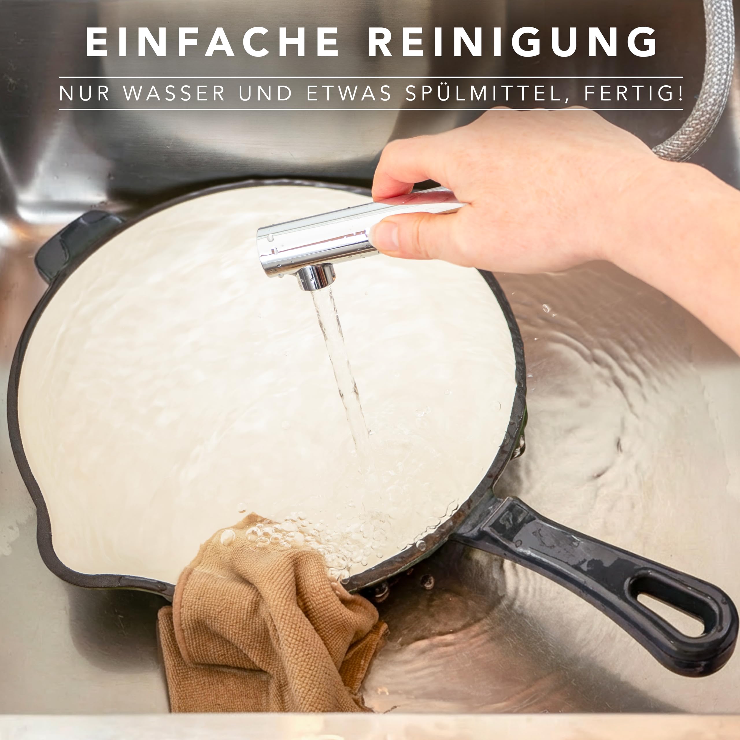 Römertopf Gusseisen Bratpfanne 28 cm emailliert für Induktion, Anthrazit