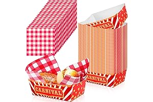 Carnival Party Supplies 100Pcs 50 Trays Boats with 50 Grease Waxed Paper