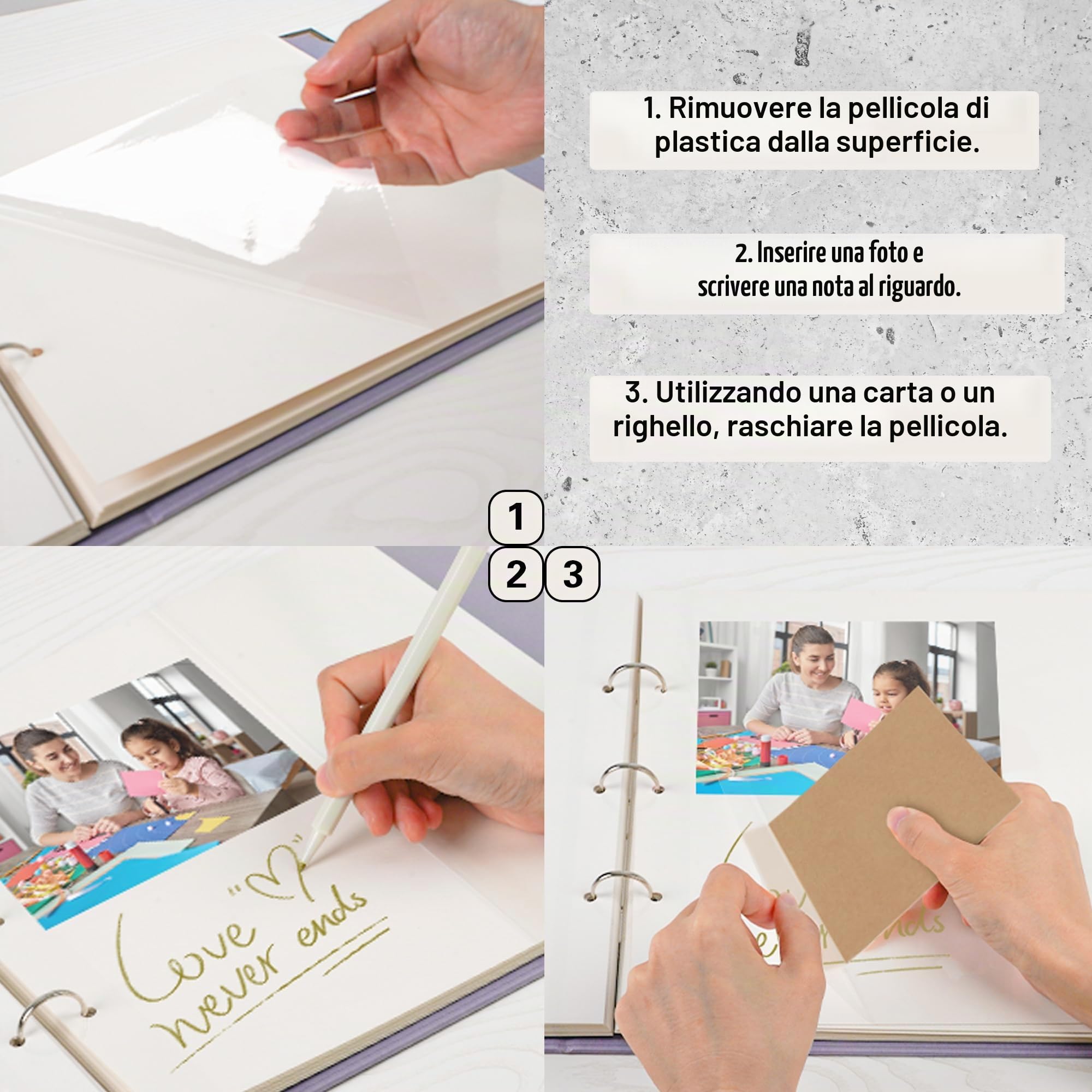 Vienrose Pagine Ricambio per Album Fotografico a 3 Anelli, 80 Pagine | Pagine Autoadesive per Album, Pagine per Album Compatibili con Foto 13x18, 10x15, 13x18, 20x25 o Schede di Ricette