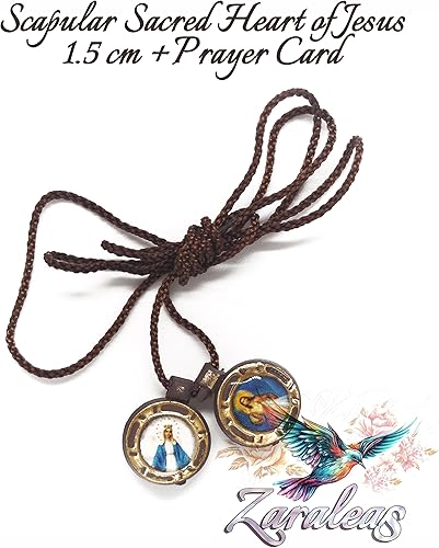 Miniatura 6 de Escapulario Católico Marco Acrílico Círculo Icono Escapulario Hecho a Mano del Sagrado Corazón de Jesús, Sagrada Virgen del Carmen, Sagrada Virgen