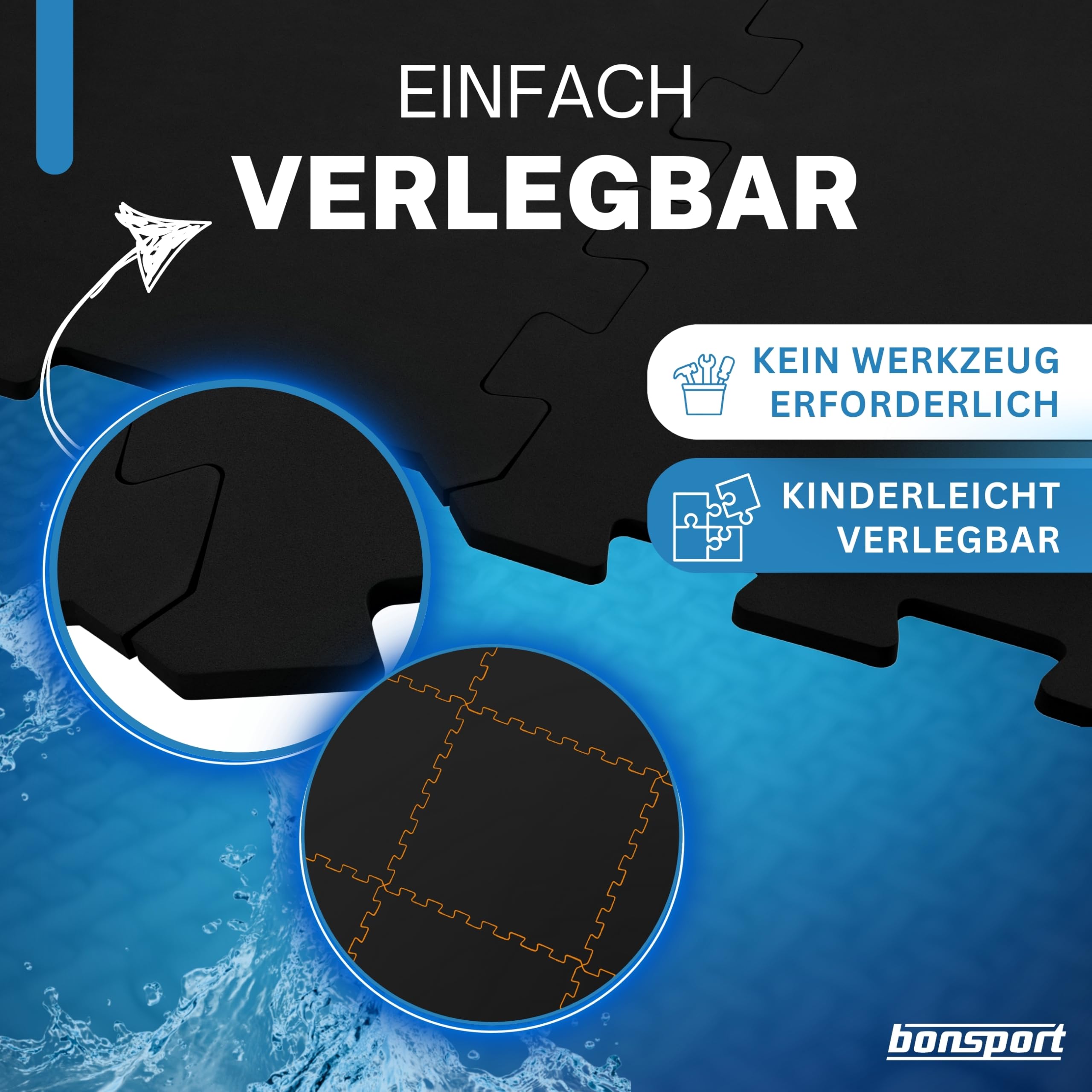 bonsport Whirlpool Unterlage rund 196cm - Poolunterlage Outdoor Pool Matte Bodenschutzmatte - Whirlpoolmatte Außenpool Isolation, schwarz