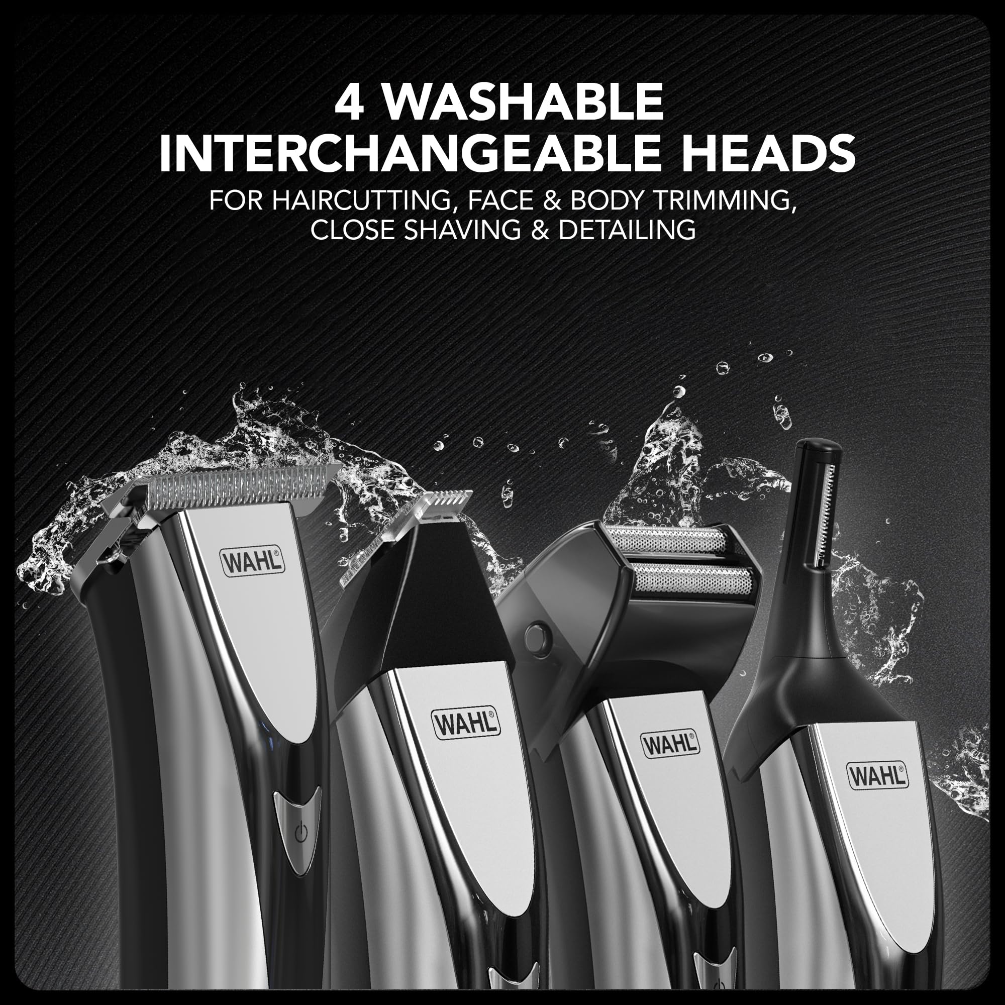WAHL Elite Groom, rasatura completa del corpo, testine lavabili, rifinitura del naso, depilazione delle orecchie, batteria a lunga durata, perfetto per lui, facile manutenzione