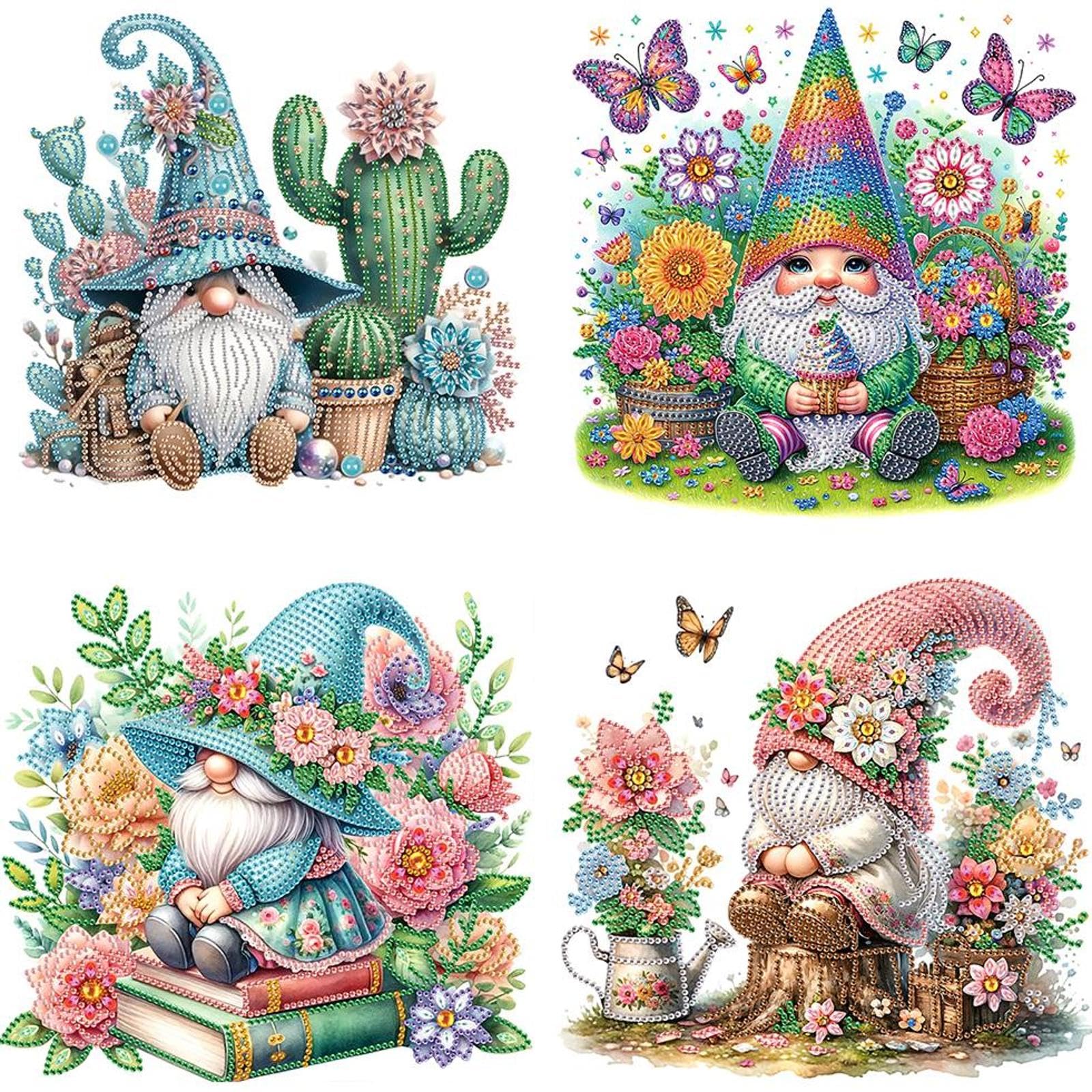 4pcs 5D Special Shape Flower Butterfly Goblin Diamond Art Painting Kits for Adults, DIY Crystal Rhinestone Gem Art Craft for Beginners, Diamond Mosaic Kit, Home Wall Decor Gift 11.8X11.8inch