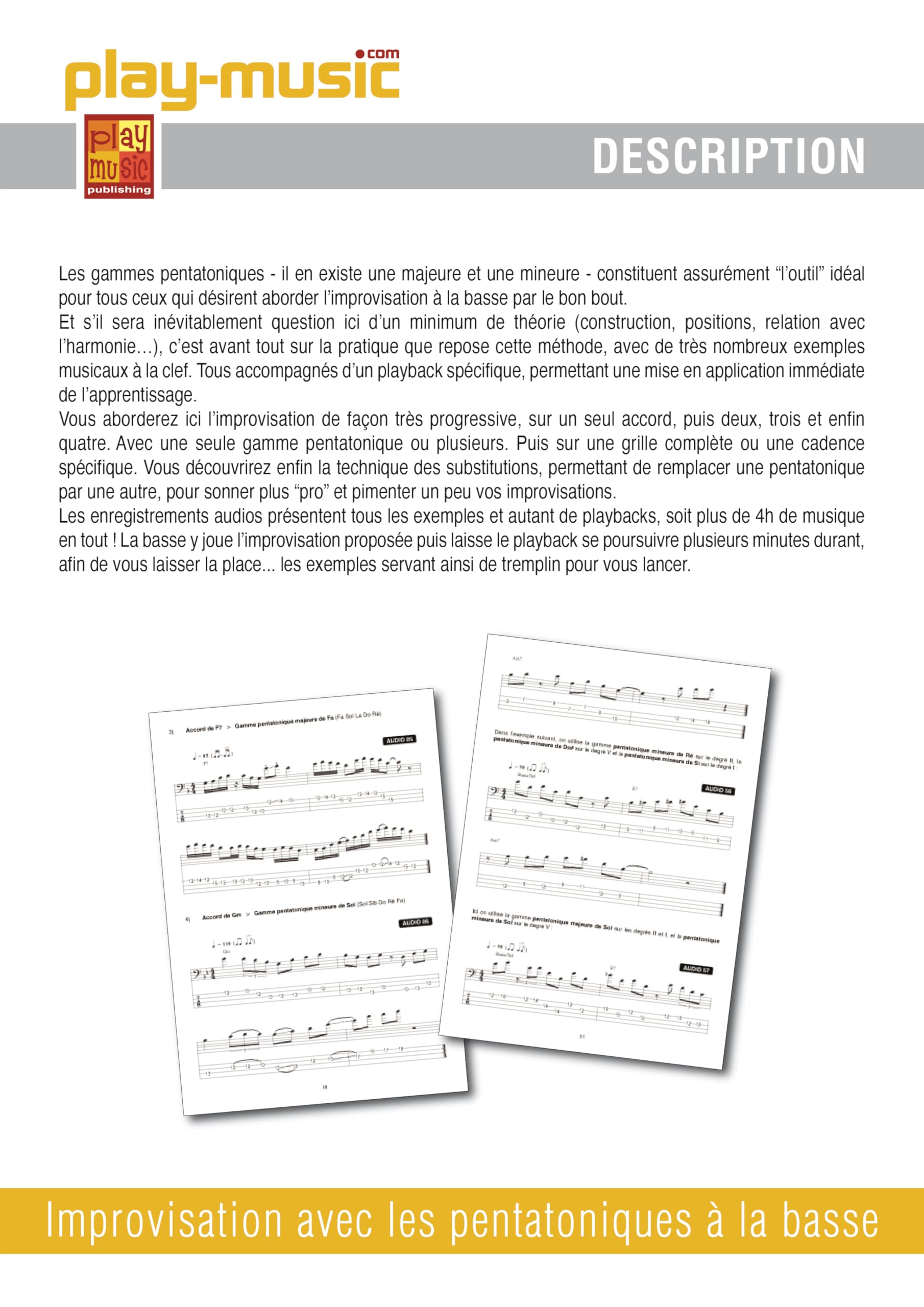 Improvisation avec les pentatoniques à la basse (1 Livre + 1 CD)