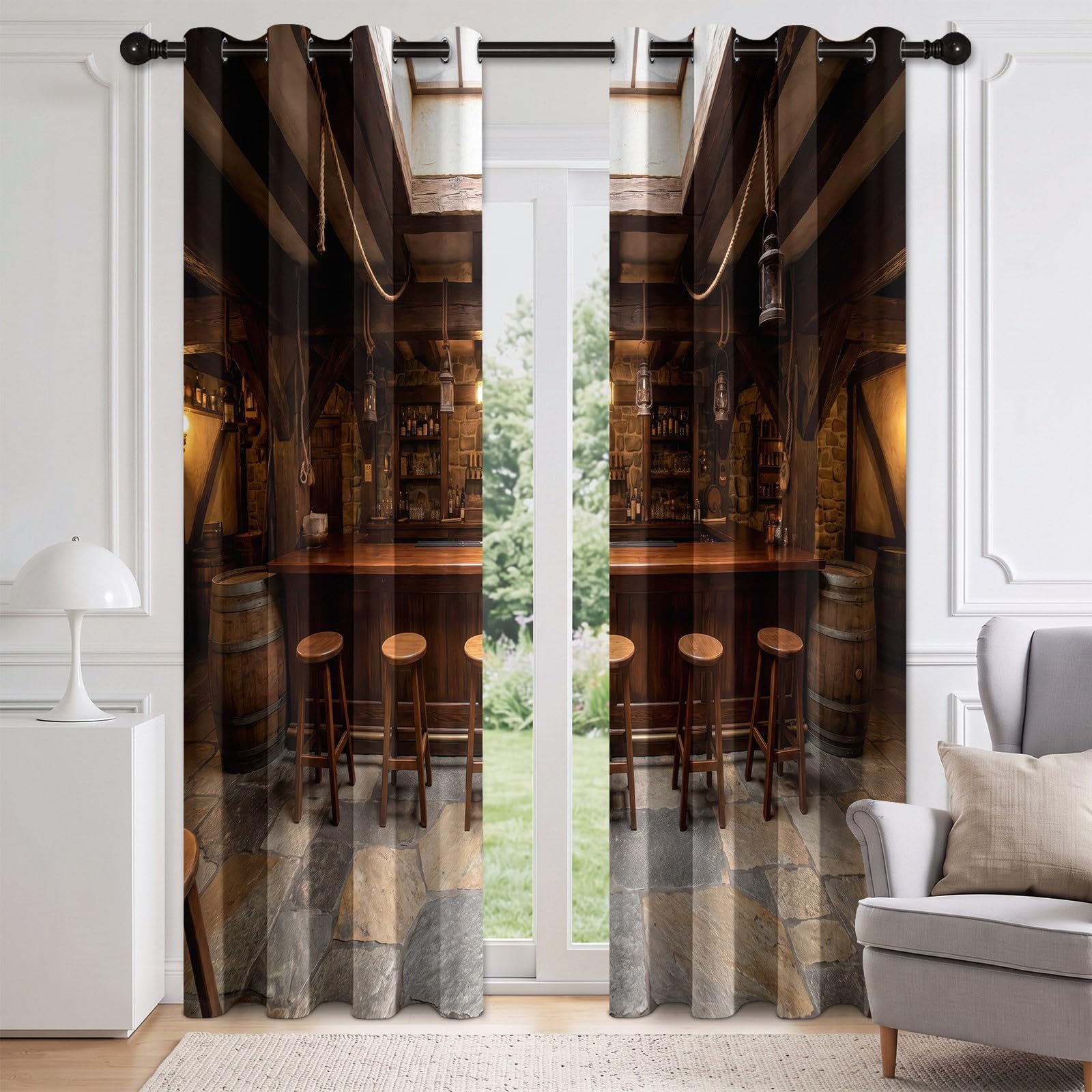 Przemysłowe rustykalne drewniane tawerny zaciemniające szer. 132 cm x dł