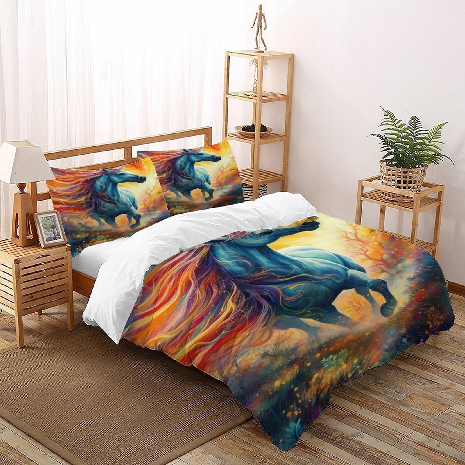 Housse de couette licorne grand lit 260x220 transformant votre chambre en havre cosy