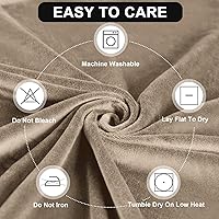 Vista 8 de FestiCorp Funda de sofá de terciopelo, fundas para sofás con 3 cojines, fundas elásticas de 4 piezas, fundas gruesas para muebles para perros y Camel