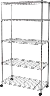 Seville Classics 5-Tier Wire Shelving with Wheels, 5-Tier, 30"" W x 14"" D (NEW MODEL), Chrome Plating, Plated Steel