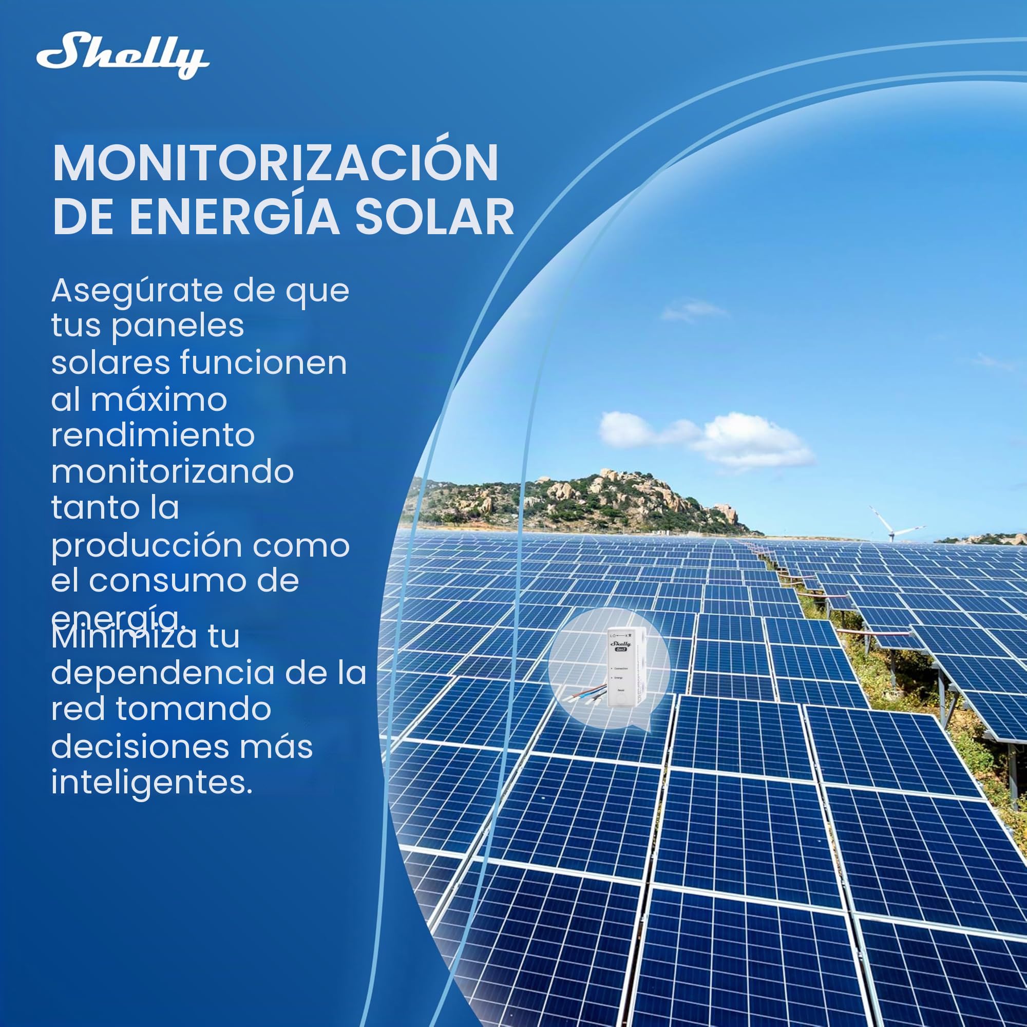 Shelly 3EM-63W Gen3- Wi-Fi & Bluetooth, Supervisión de Energía, Medición de Corriente Sin Contacto, Compatible con Fotovoltaicos, Instalaciones Trifásicas o Monofásicas, Reloj en Tiempo Real, iOS