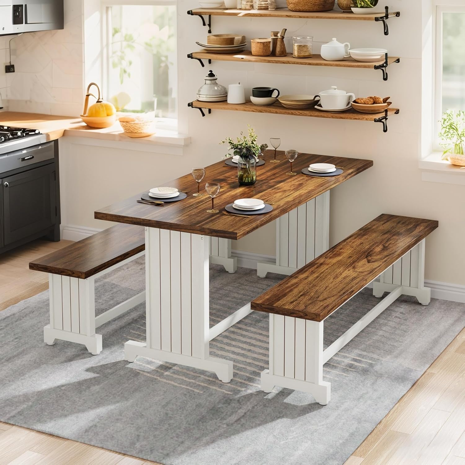 Tribesigns 47-Inch Small Dining Table Set for 2, 3-Piece