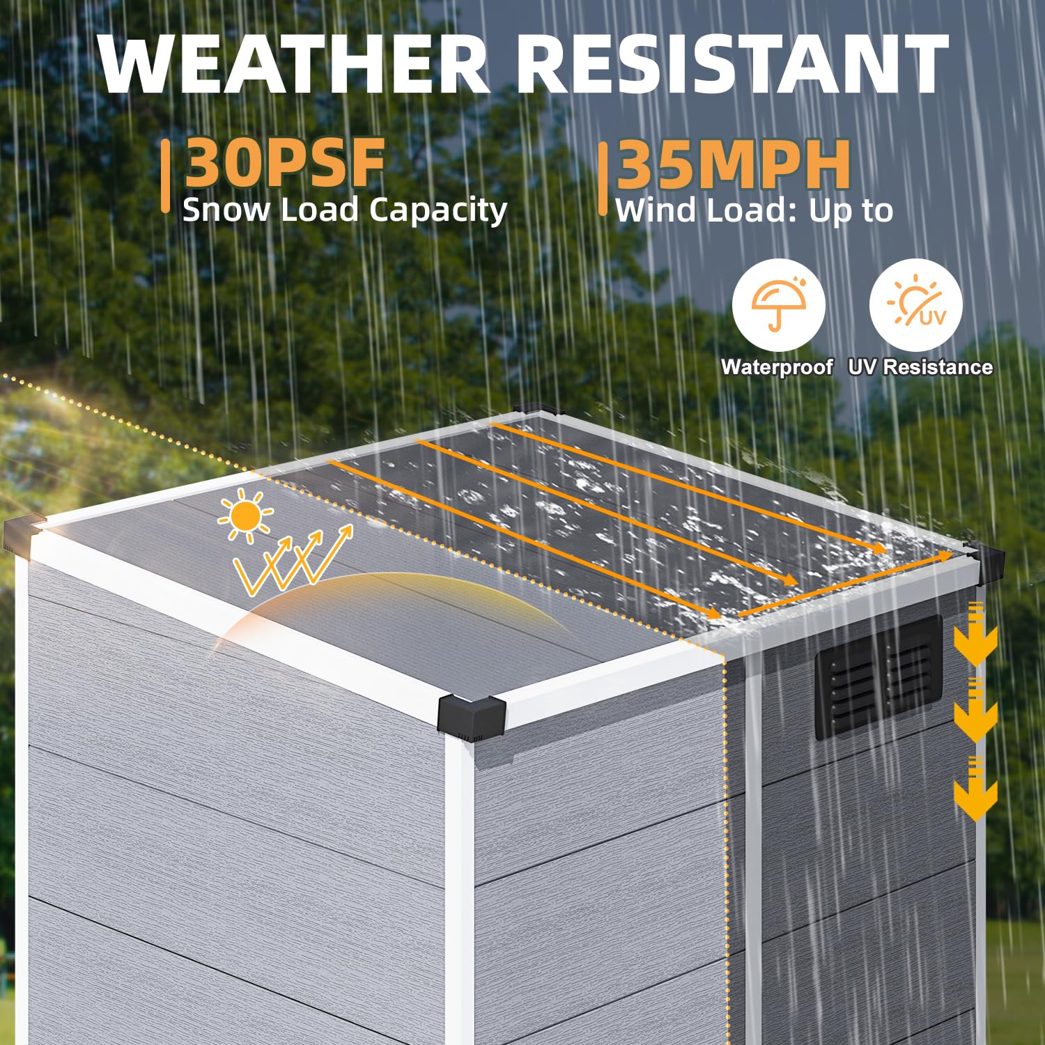 MELLCOM 5x4 FT Resin Outdoor Storage Shed with Floor, Outdoor Storage Tool Shed with Windows and Lockable Door, Resin Garden Shed for Bike, Garbage Can, Lawnmower - 5