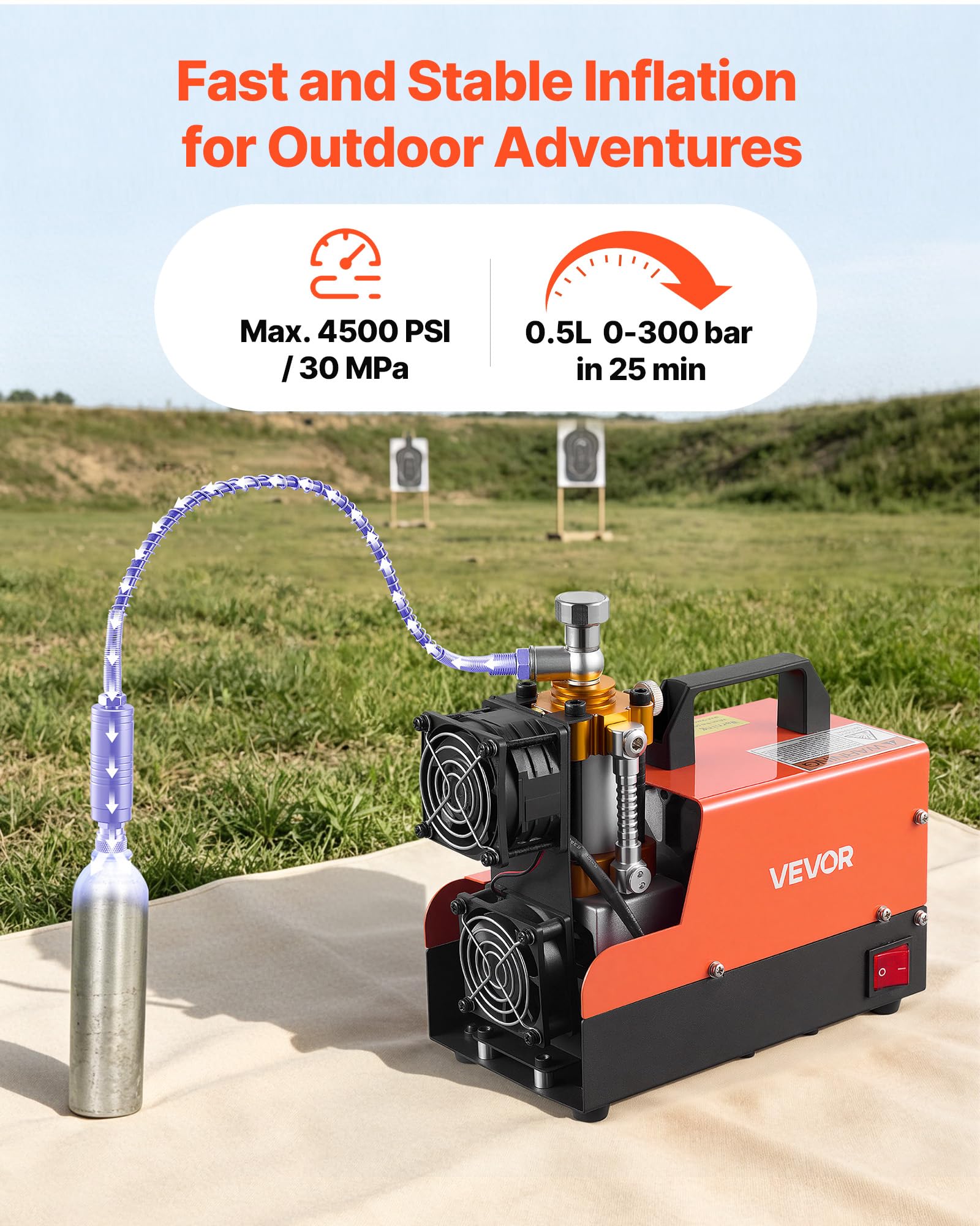VEVOR Compresor de Aire Comprimido PCP 250 W Compresor Portátil 30 MPa