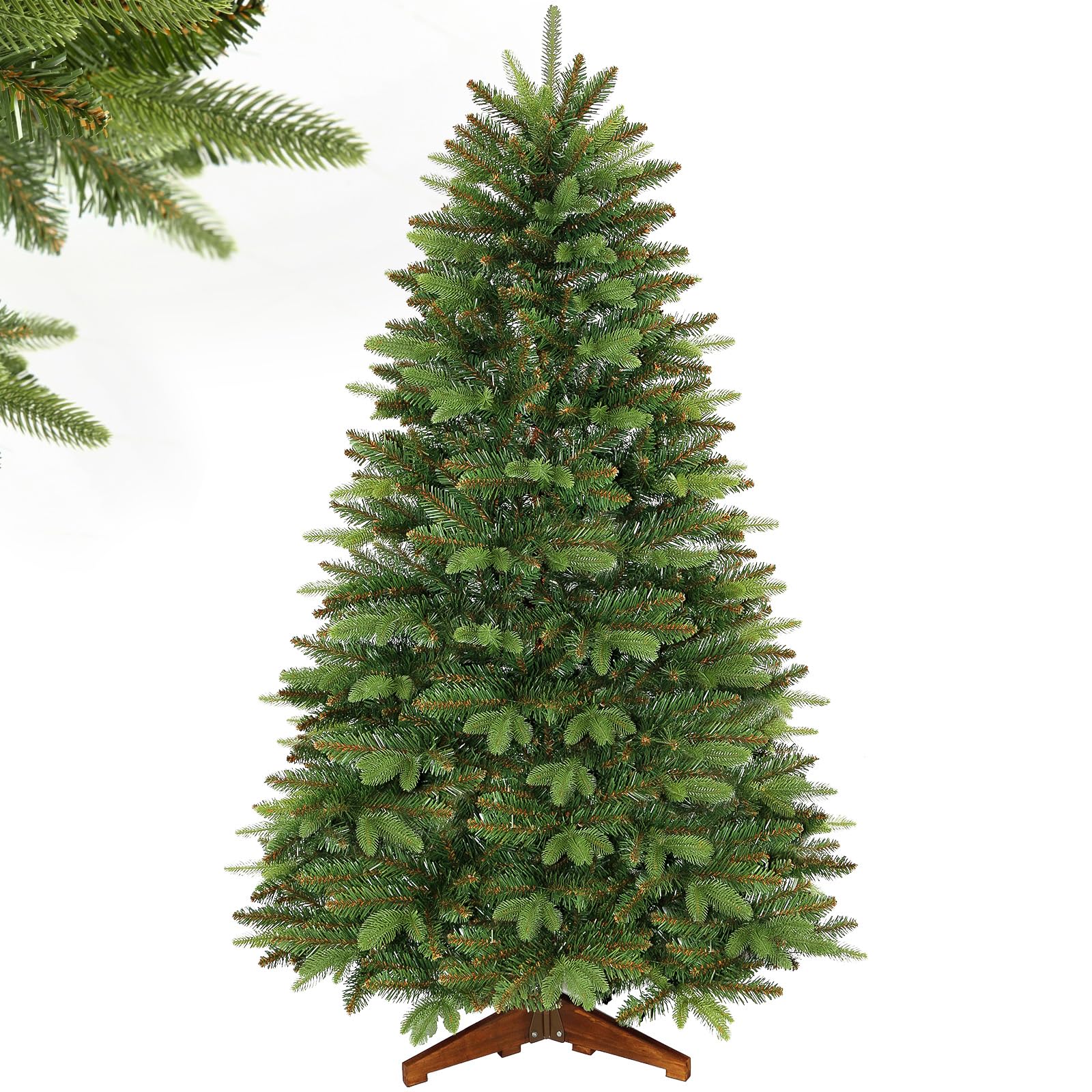 SHareconn 150cm Sapin de Noël Artificiel avec 711 Pointes de Branches en PE et PVC et 1 Pied en Bois Pliable, Montage Facile, Choix Parfait pour la Décoration des Fêtes à la Maison, Bureau, Vert