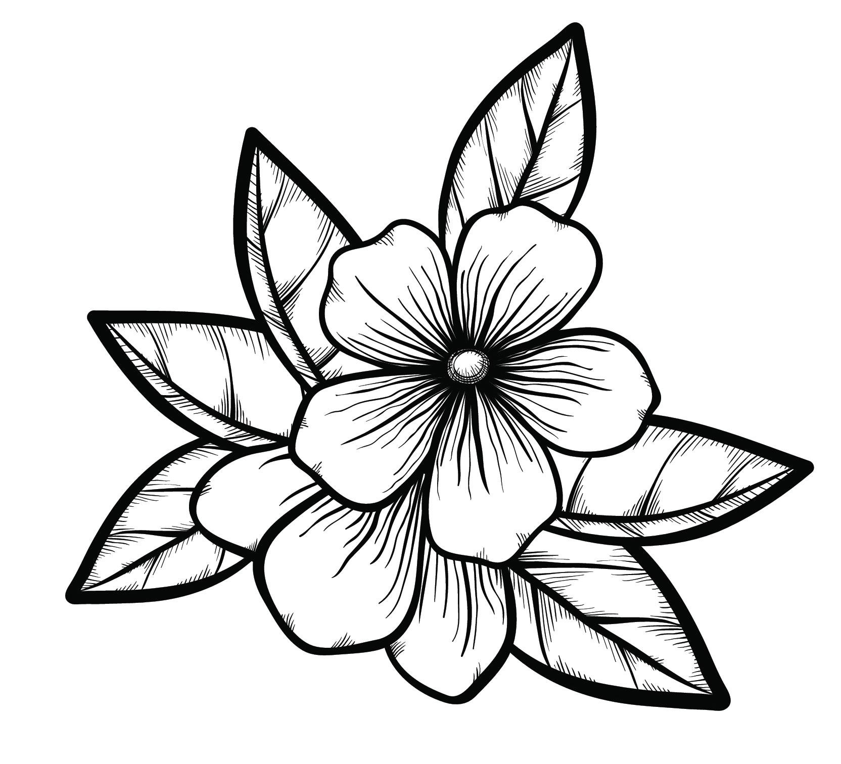 Black And White Cute Flower Clipart