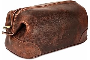 HLC Genuine Leather Toiletry Bag for Men - Premium Dopp Kit Organizer